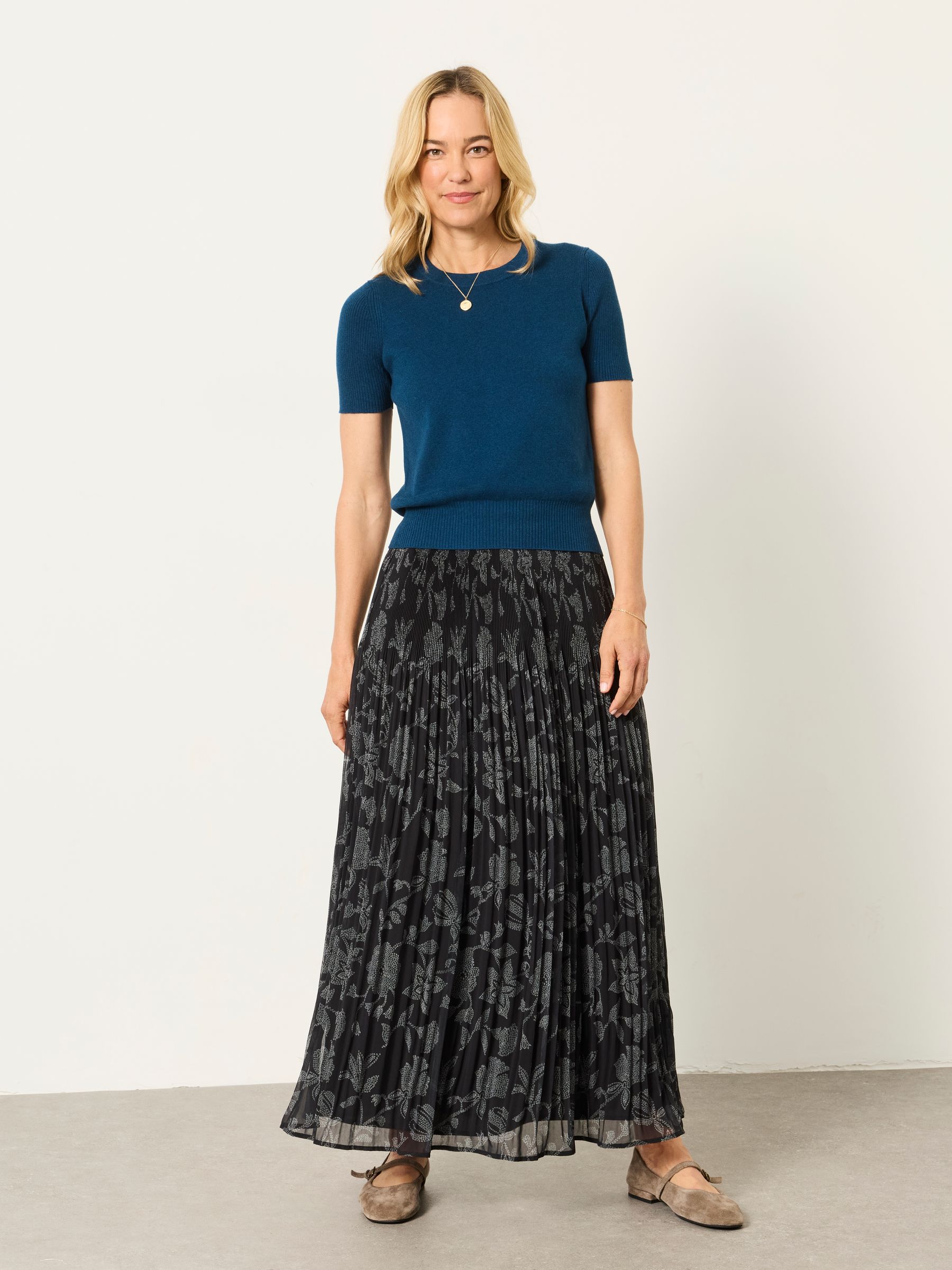 Paignton Black Dot Floral Maxi Skirt - Image 1 of 6 Paignton Black Dot Floral Maxi Skirt - Image 1 of 6