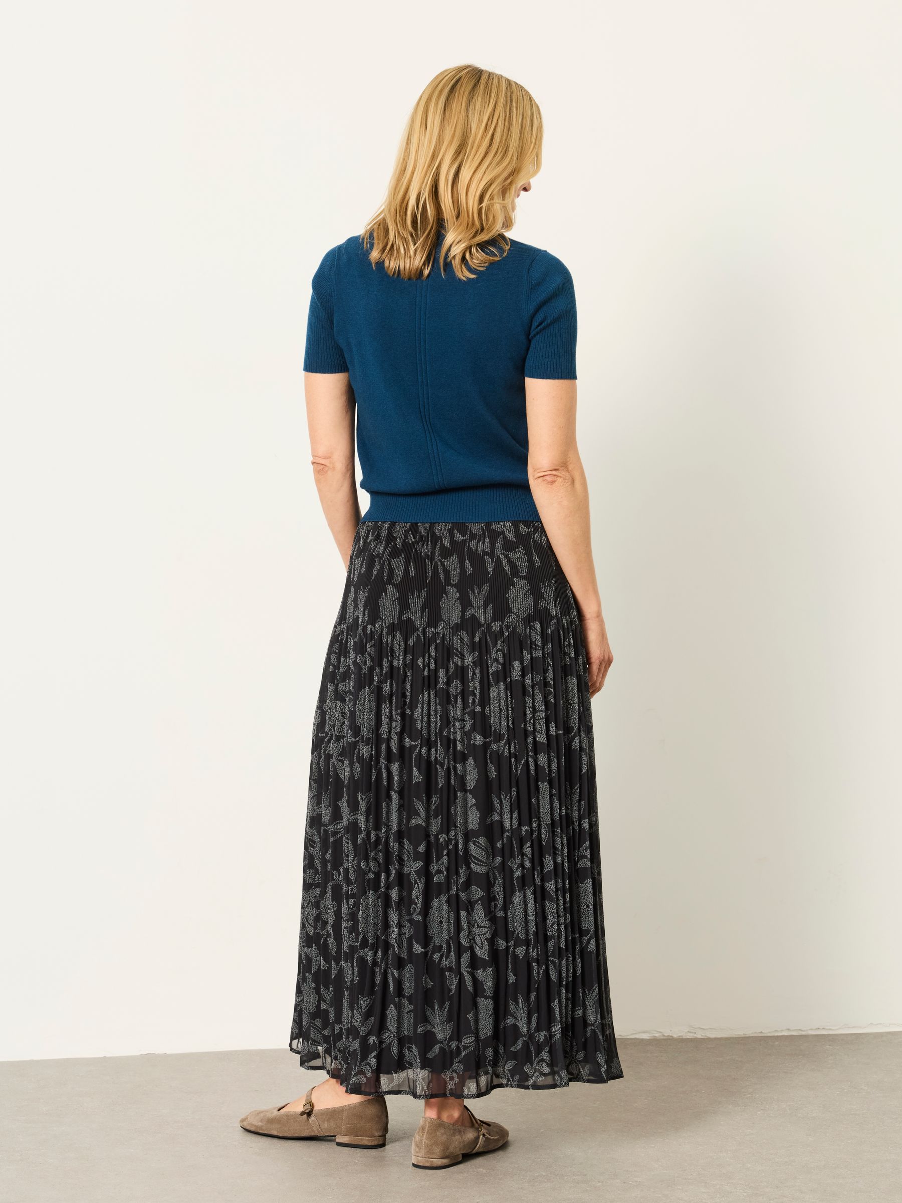 Paignton Black Dot Floral Maxi Skirt - Image 2 of 6