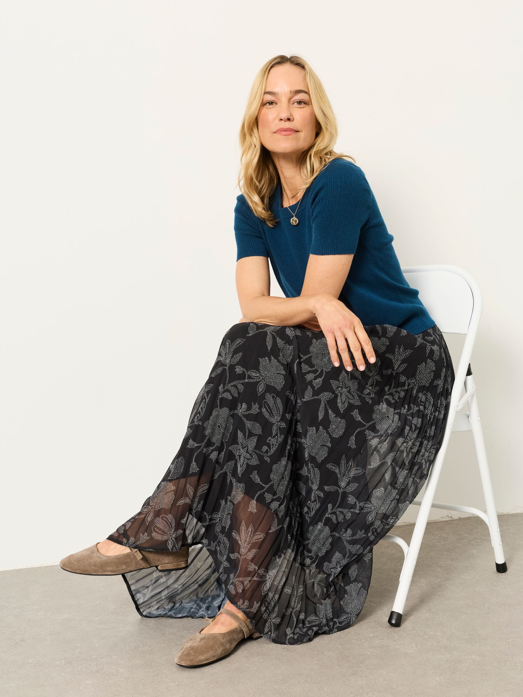 Paignton Black Dot Floral Maxi Skirt - Image 5 of 6