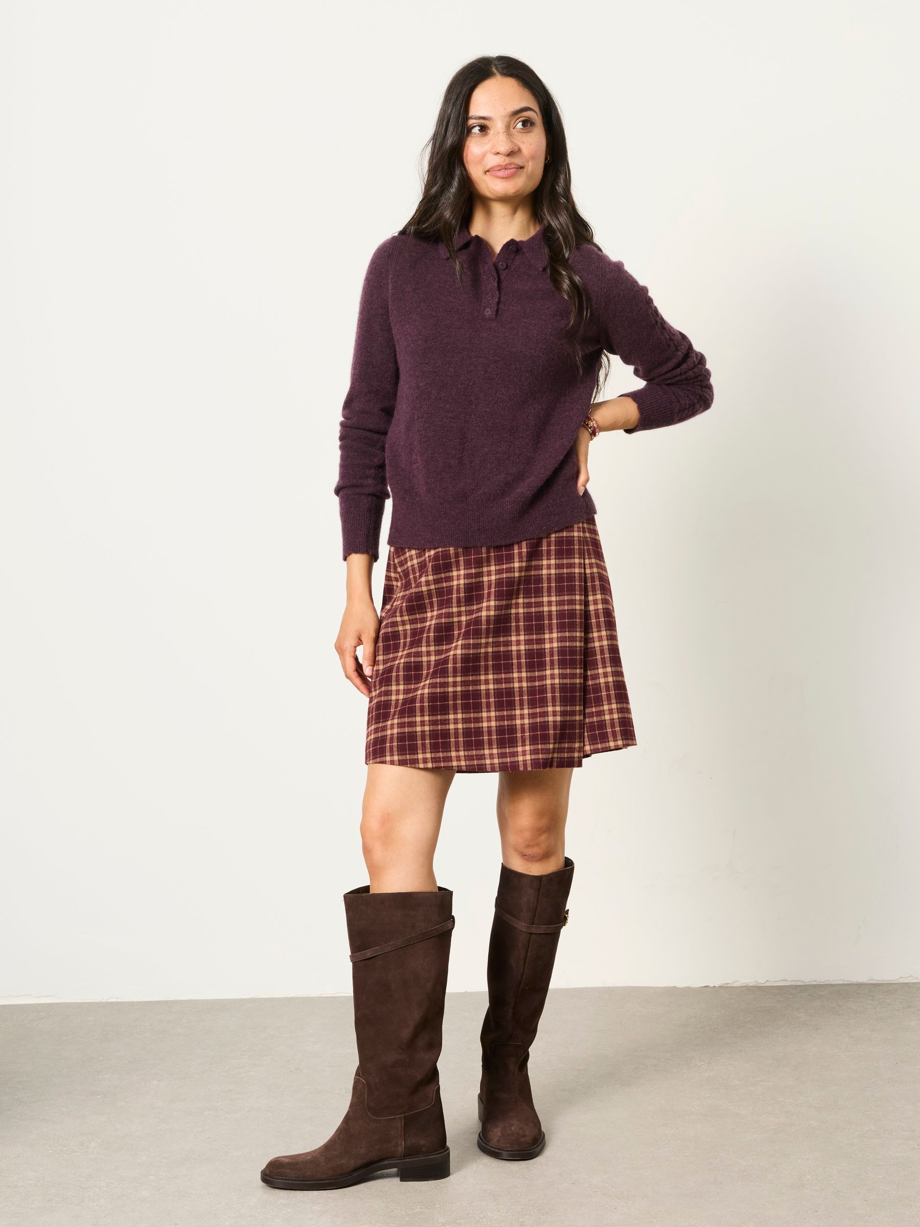 Elissa Dark Purple Kilt Skirt - Image 1 of 6