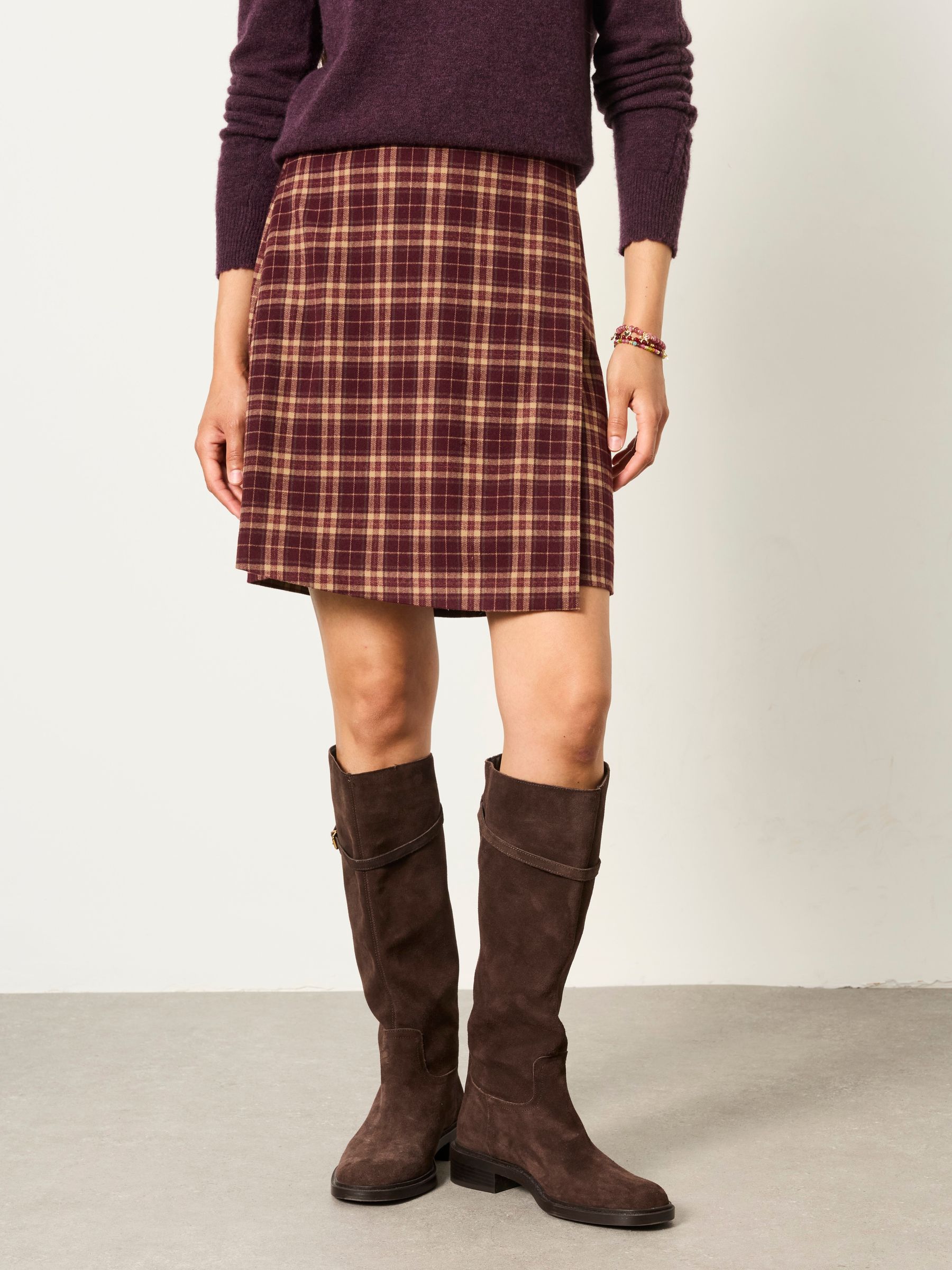 Elissa Dark Purple Kilt Skirt - Image 4 of 6