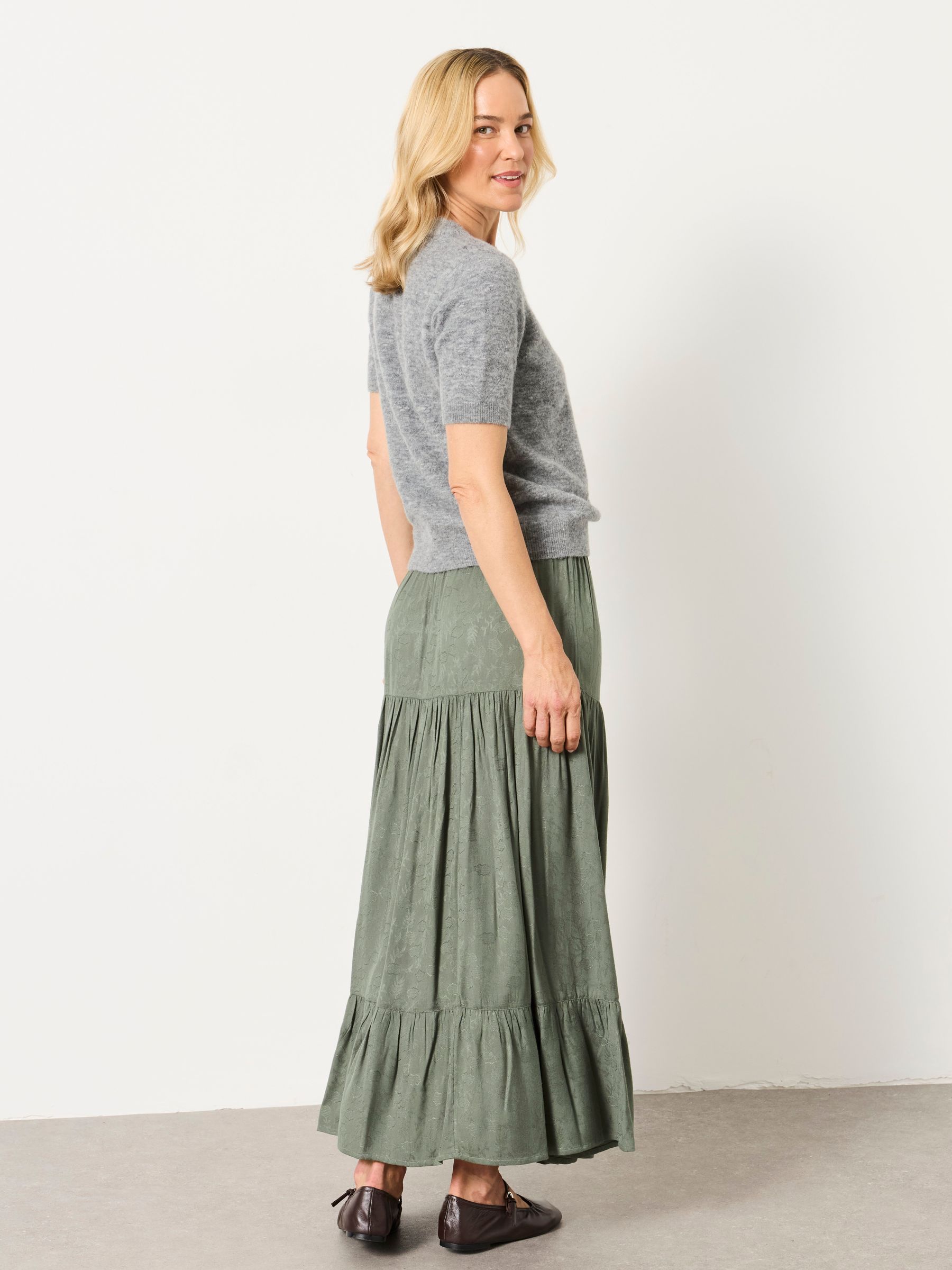 Jayla Olive Green Maxi Skirt - Image 2 of 6