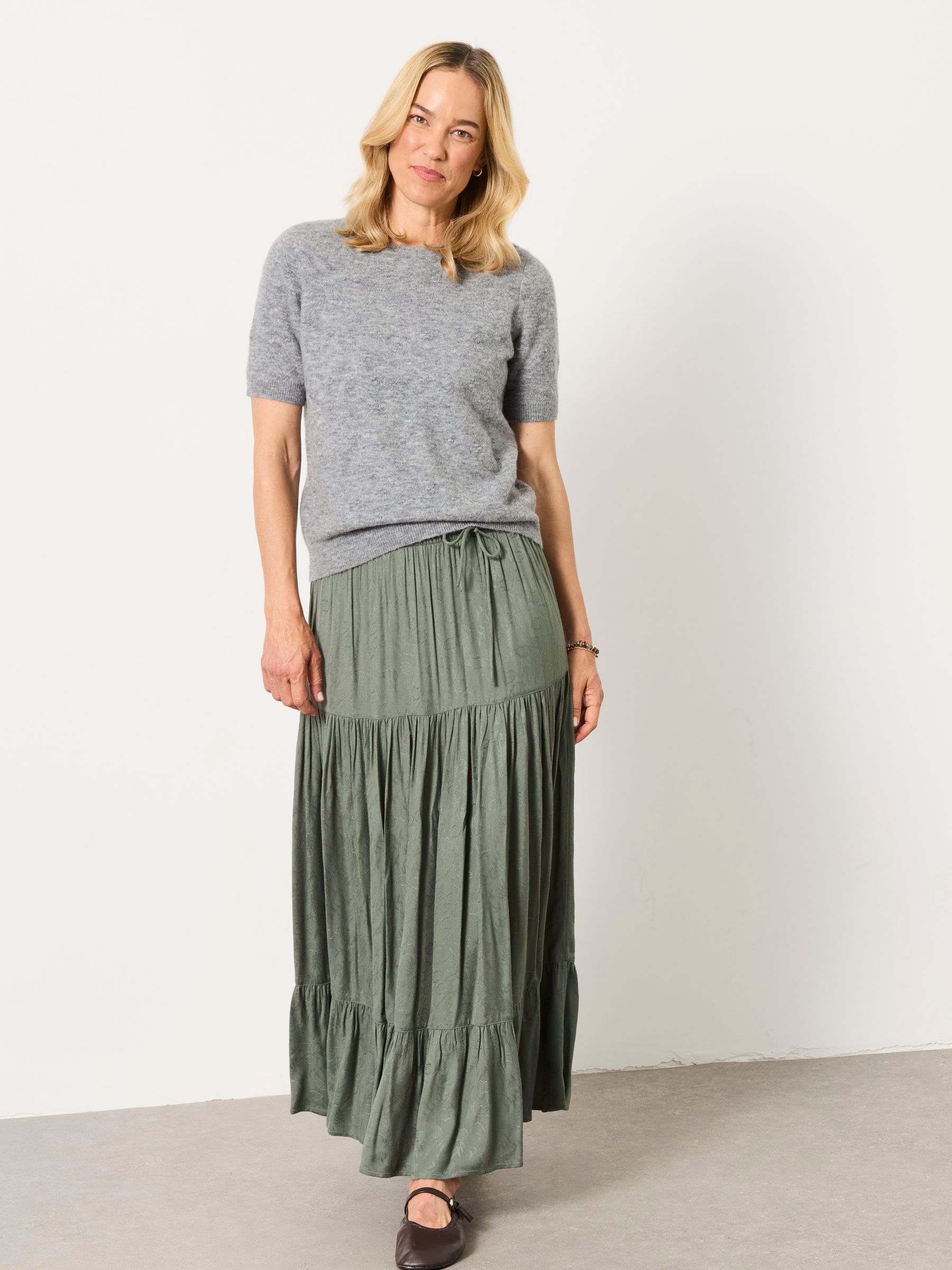 Jayla Olive Green Maxi Skirt - Image 4 of 6