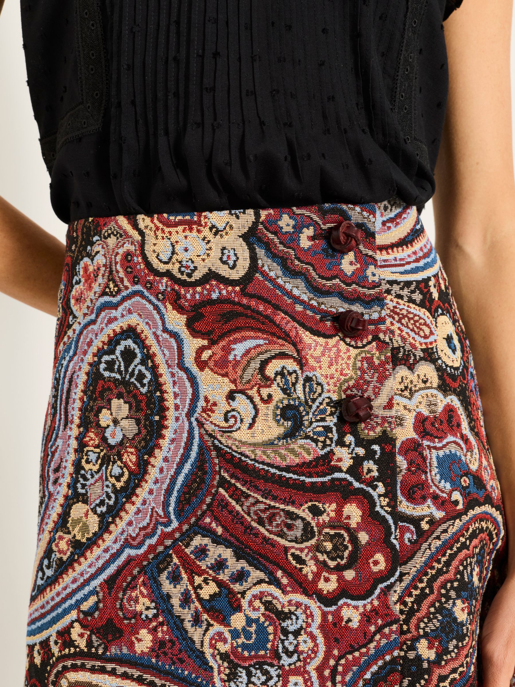 Ziva Dark Purple Jacquard Skirt - Image 2 of 6