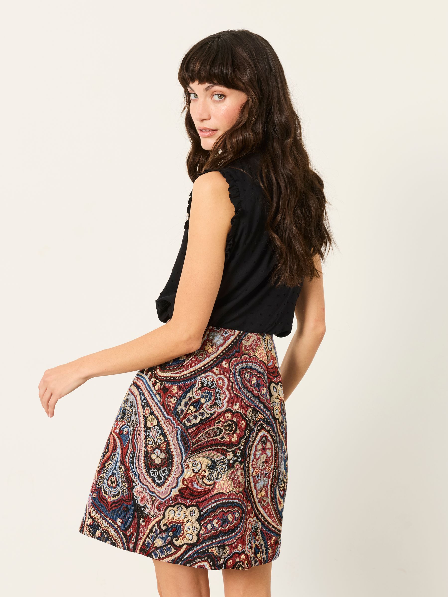 Ziva Dark Purple Jacquard Skirt - Image 3 of 6