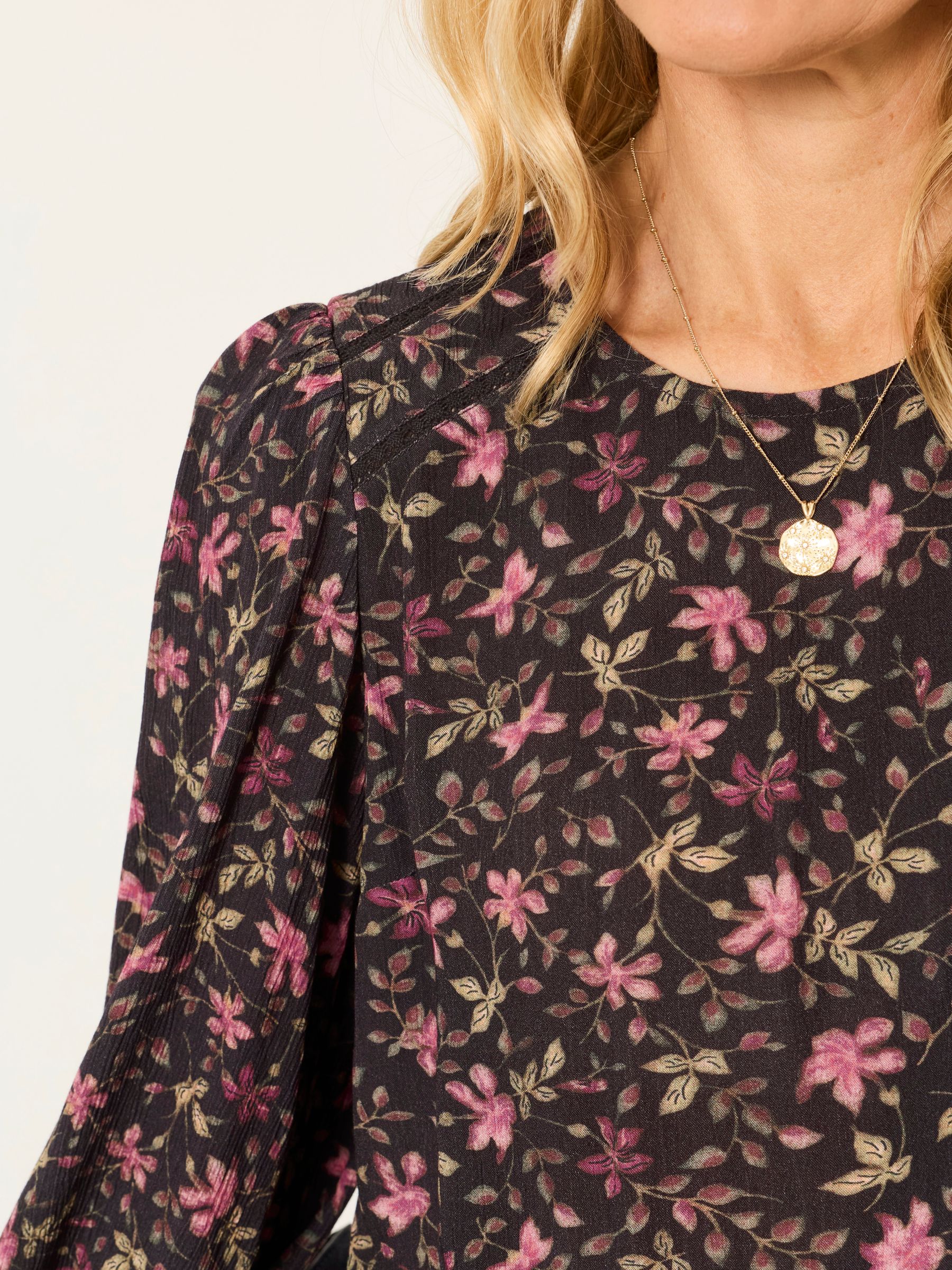 Sofia Brown Winter Floral Embroidered Blouse - Image 3 of 6