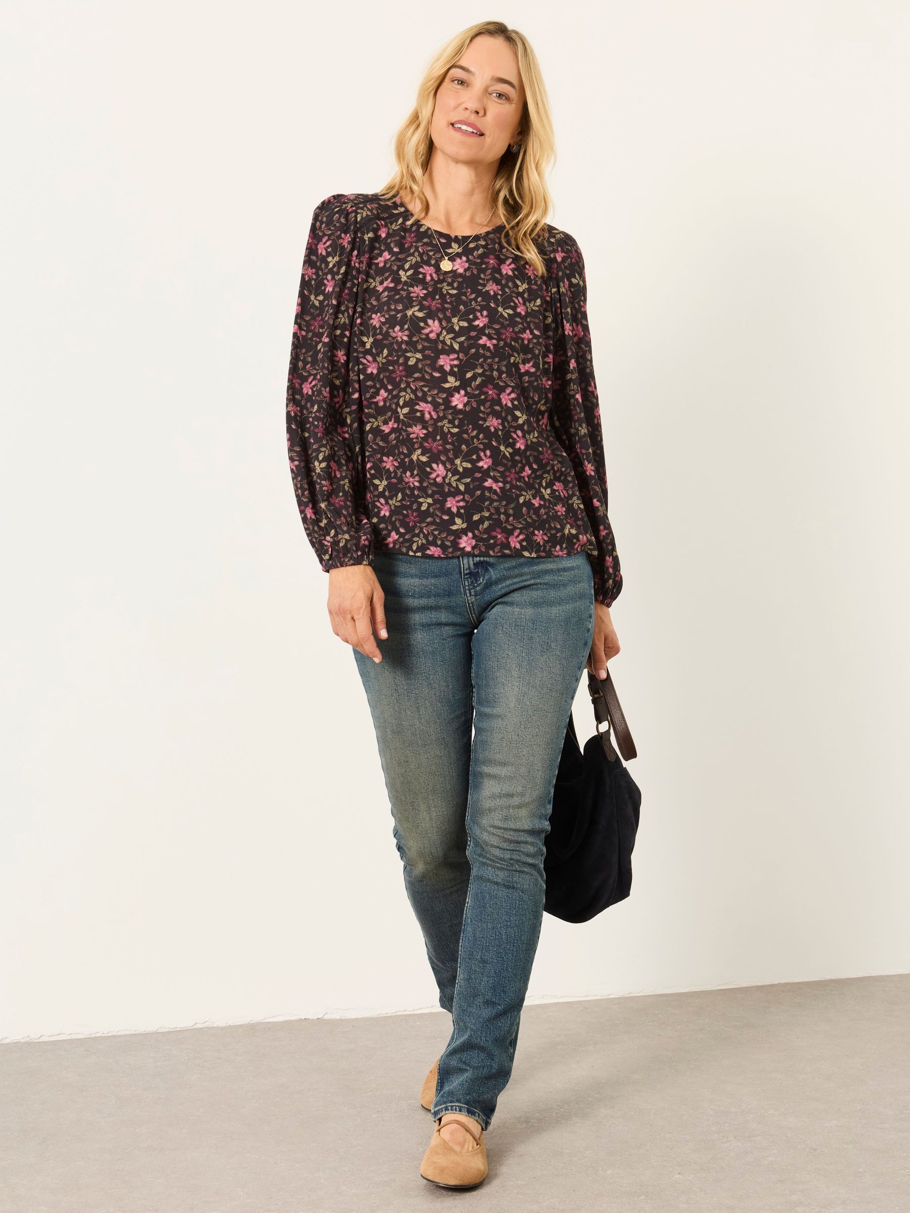 Sofia Brown Winter Floral Embroidered Blouse - Image 4 of 6