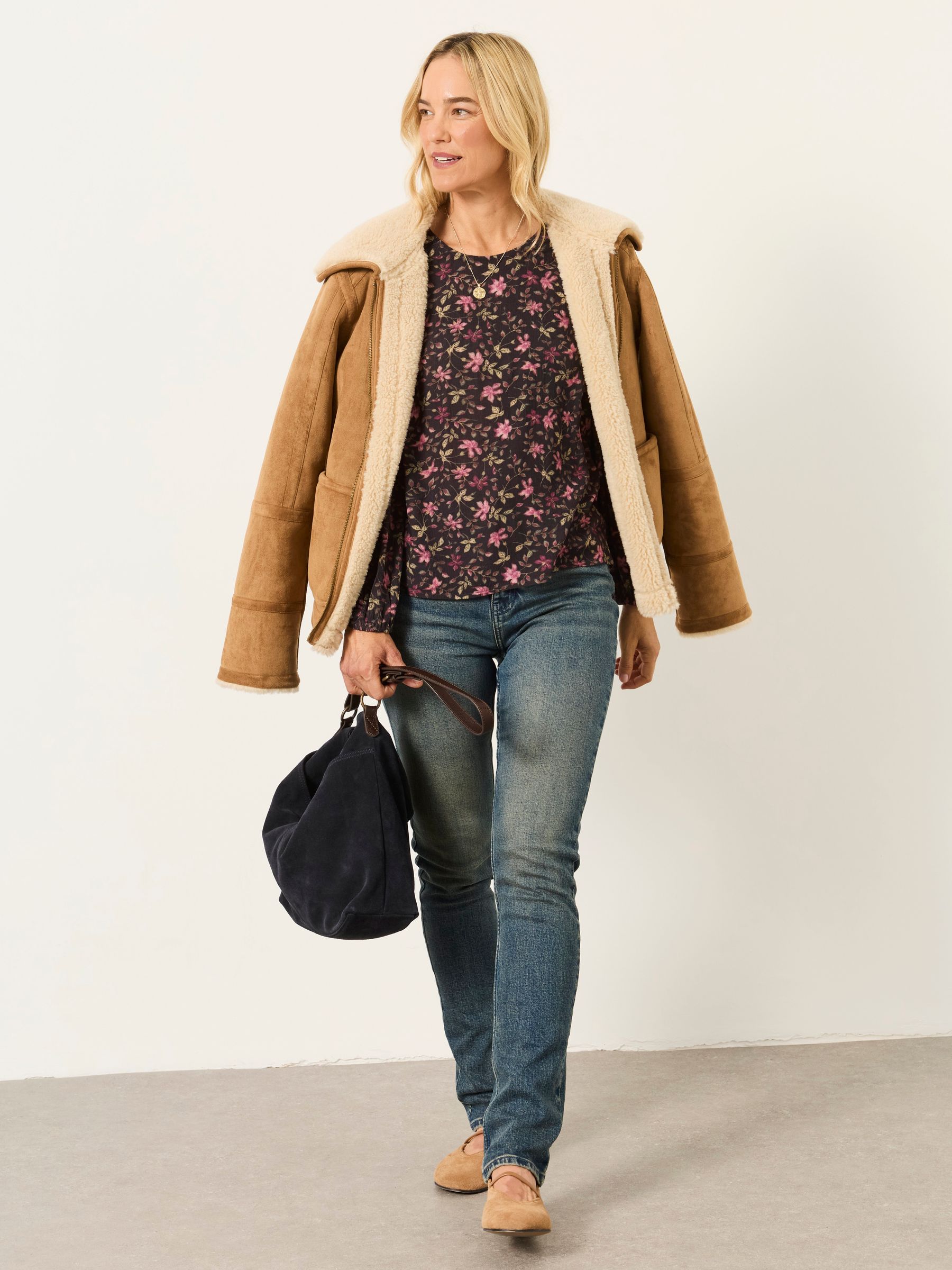 Sofia Brown Winter Floral Embroidered Blouse - Image 5 of 6