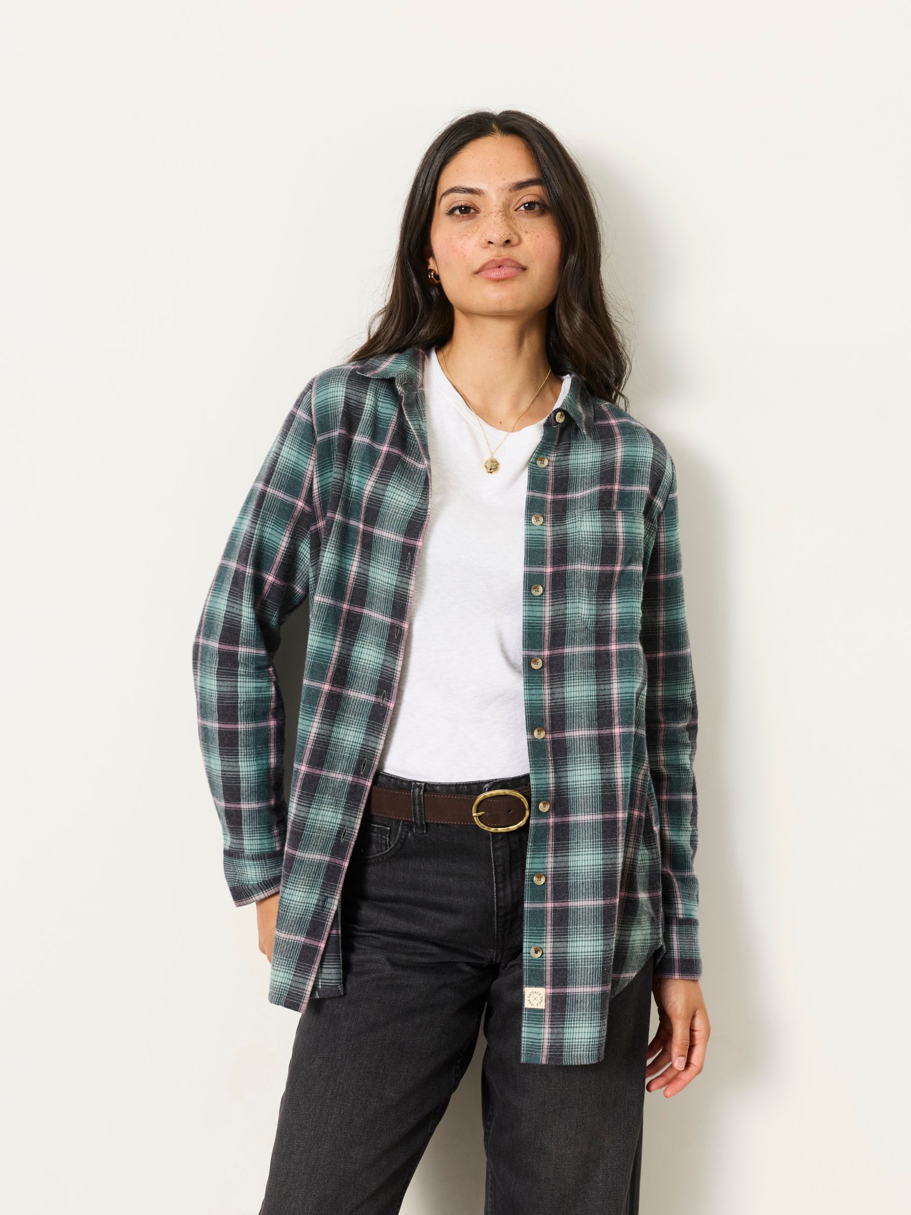 Olivia Teal Blue Check Shirt - Image 3 of 6