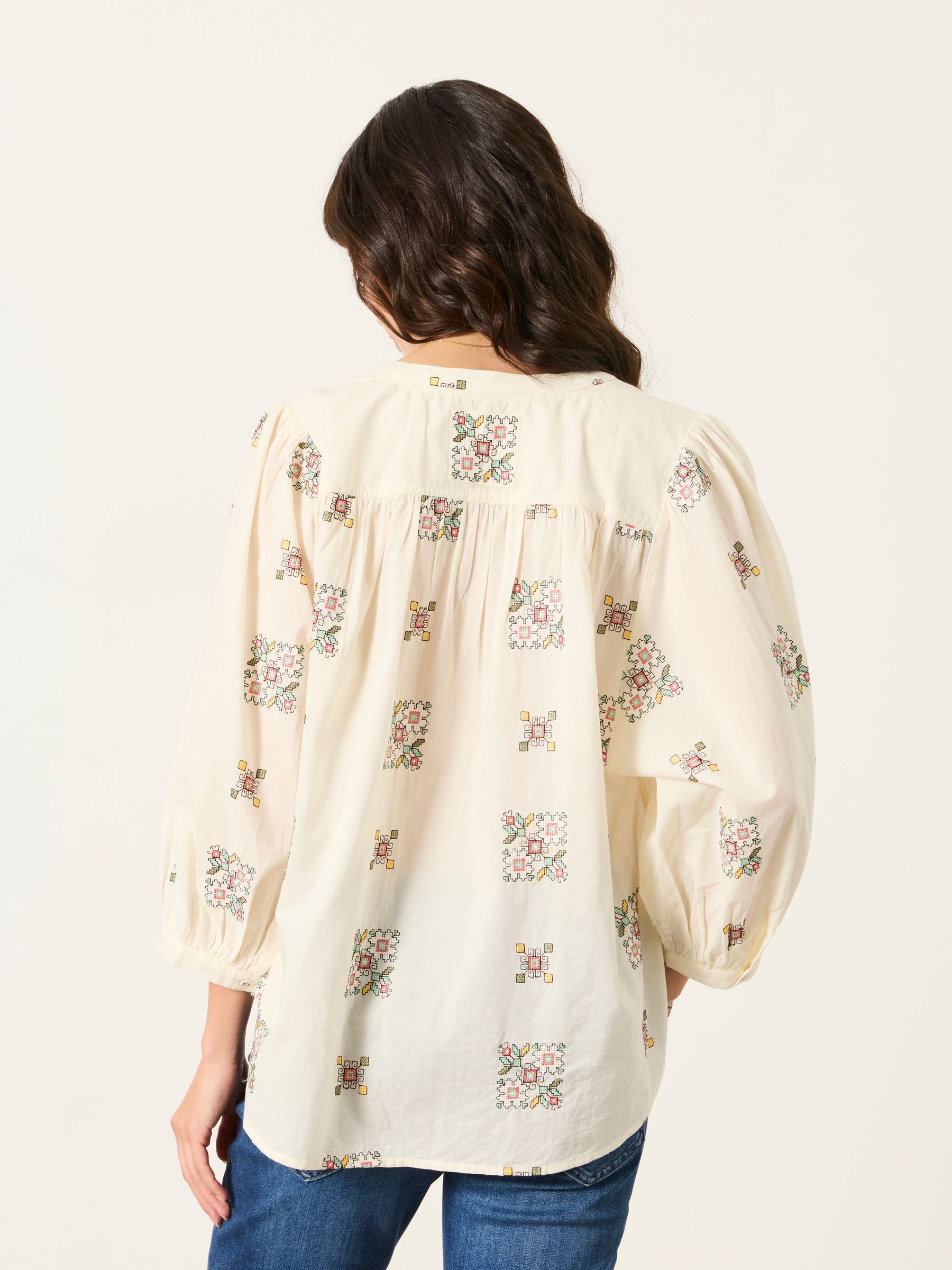 Ellen Ivory Embroidered Blouse - Image 2 of 5 Ellen Ivory Embroidered Blouse - Image 2 of 5