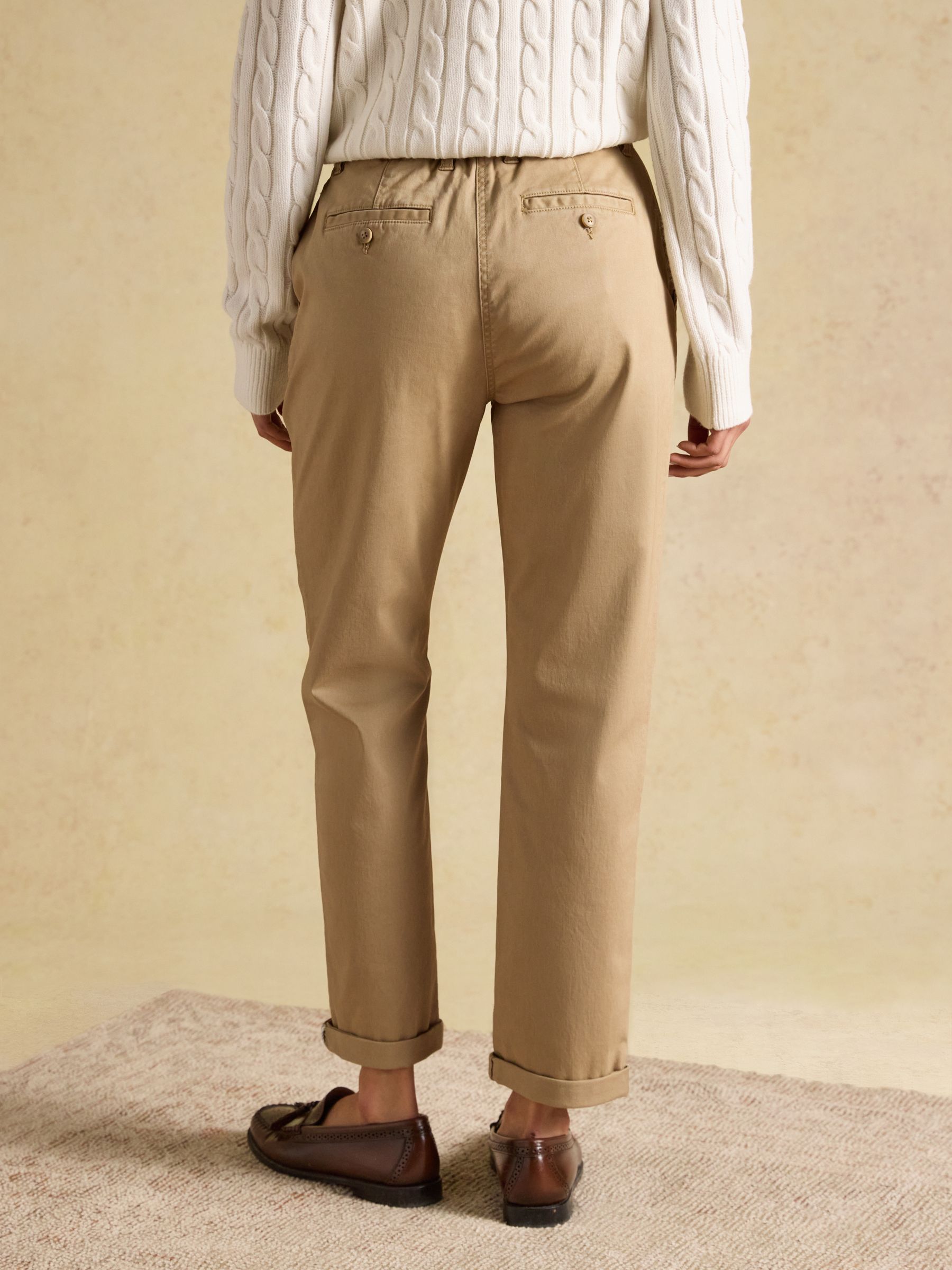 Tan Brown Slim Fit Chino Trouser With Elasticated Waist - Image 2 of 8