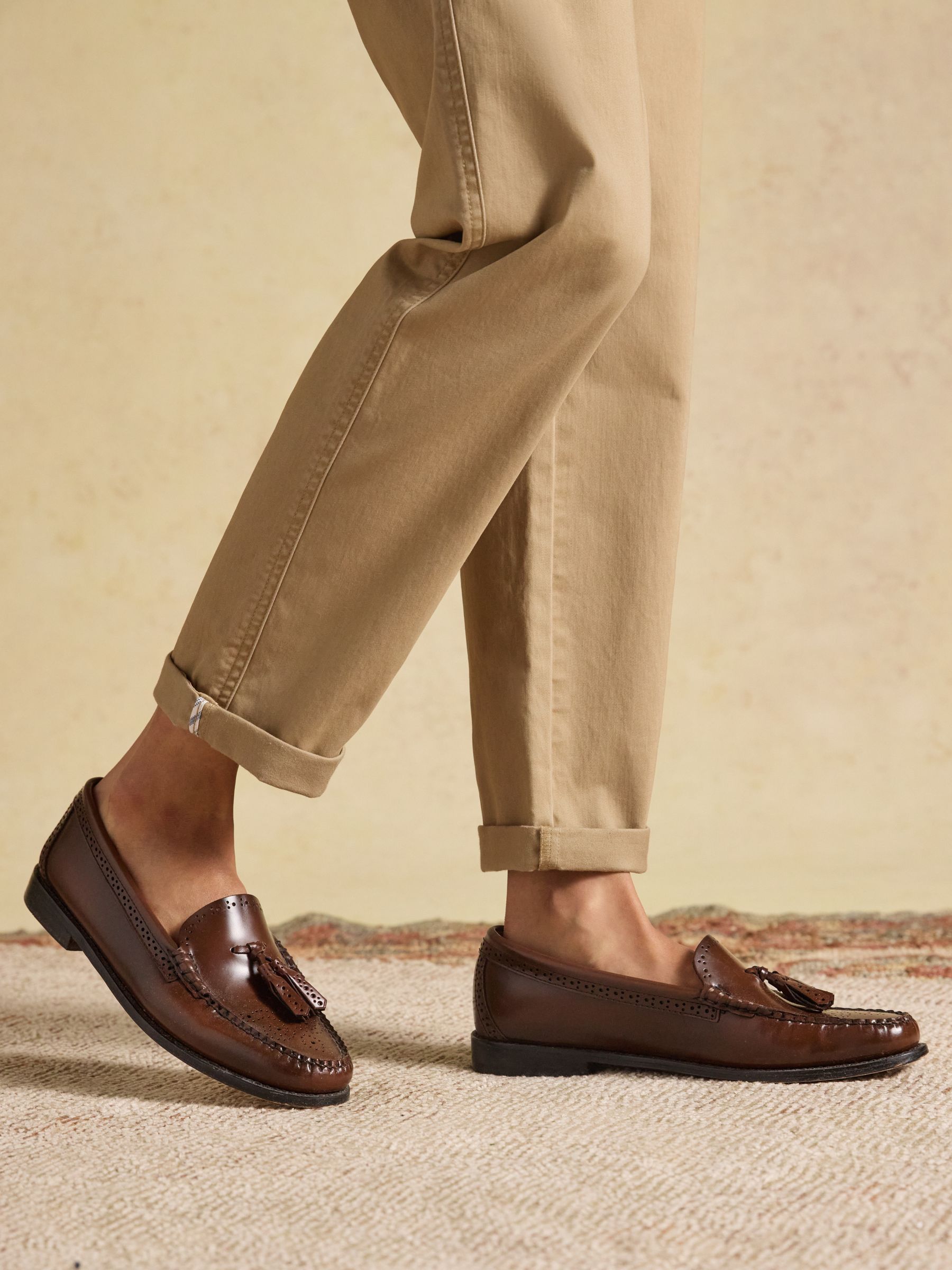 Tan Brown Slim Fit Chino Trouser With Elasticated Waist - Image 5 of 8