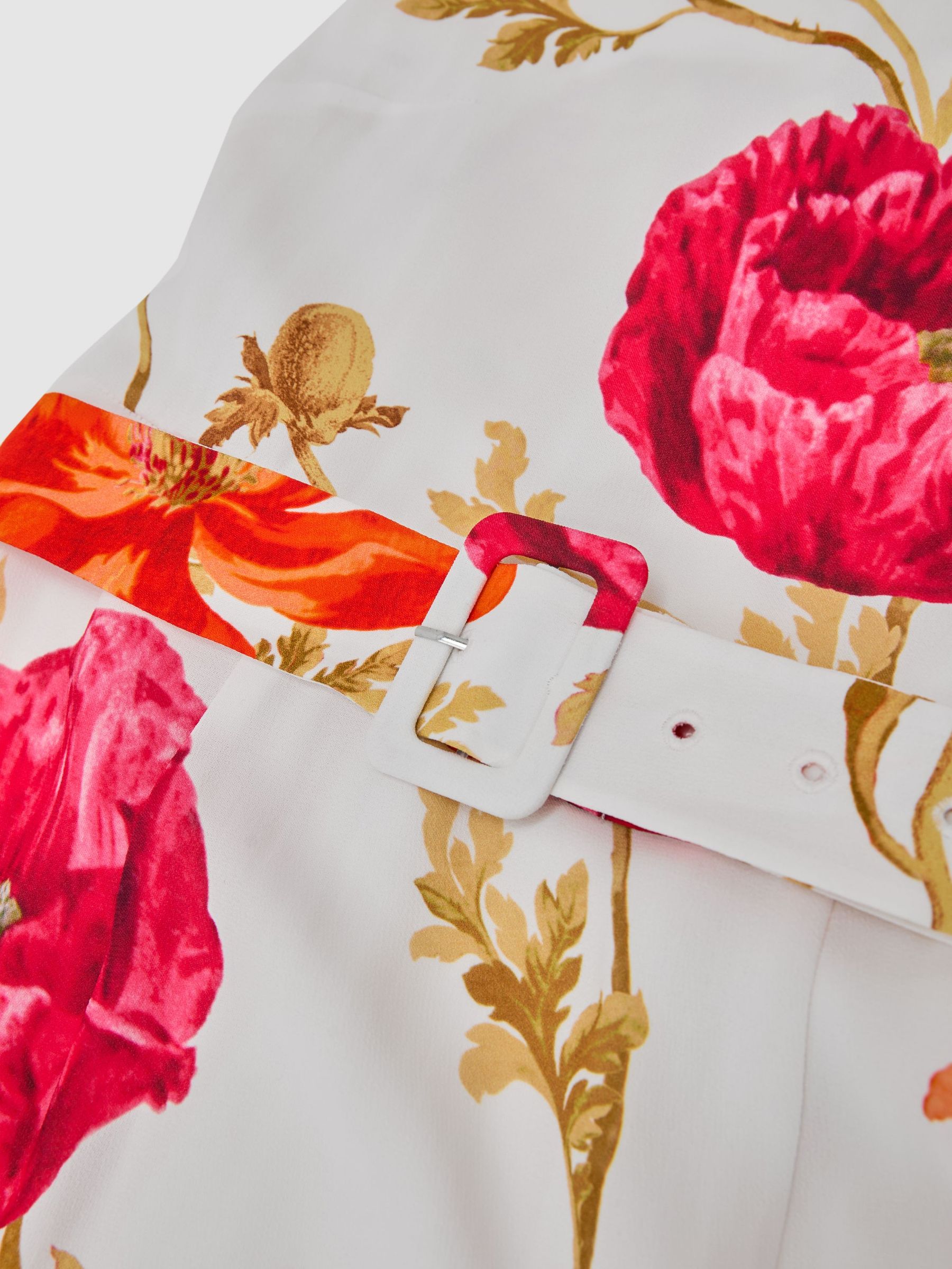 Floral-Print Belted Midi Dress in Ivory/Pink - Image 5 of 5