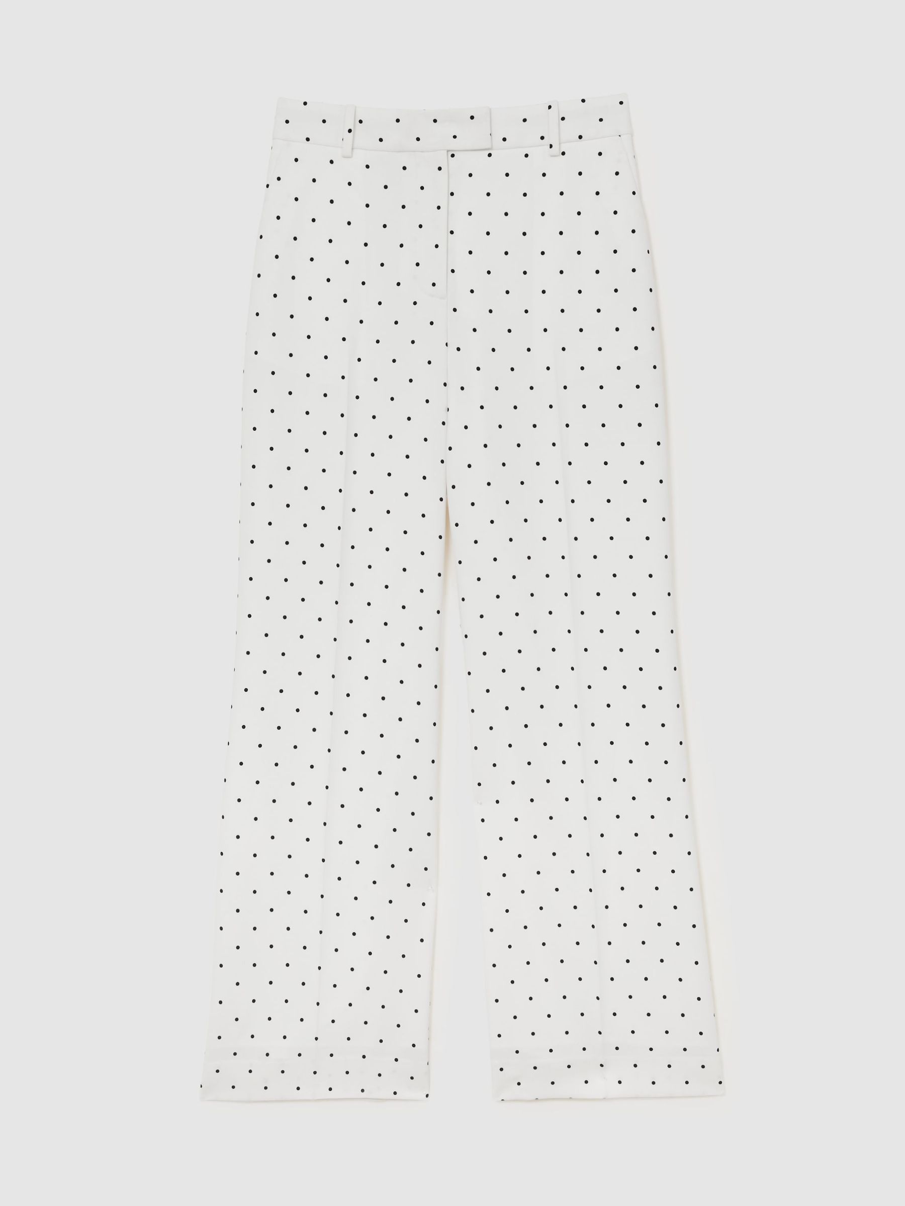 Polka-Dot Wide-Leg Suit Trousers in White/Navy - Image 2 of 7