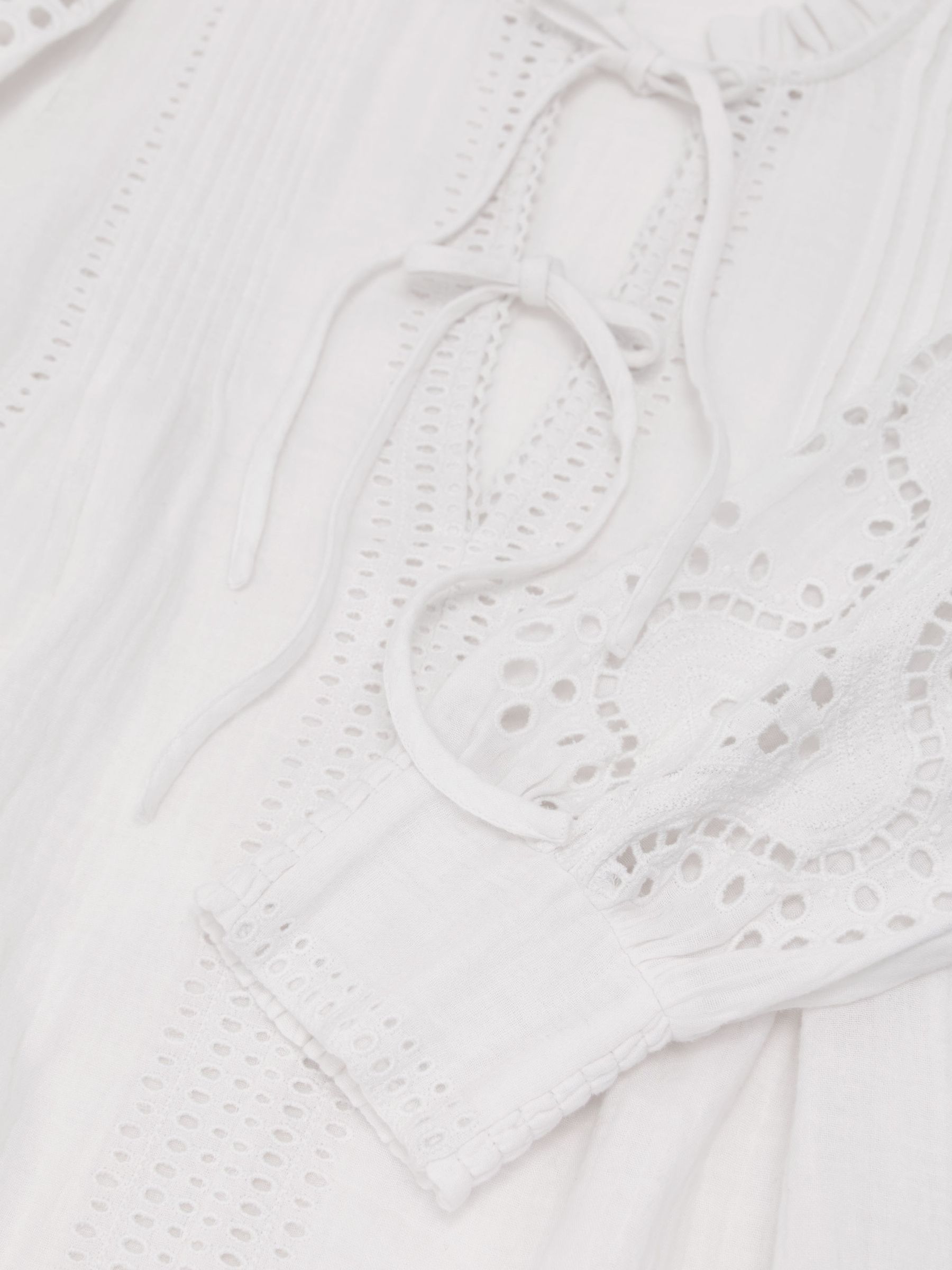 Cotton Cheesecloth Broderie Mini Dress in Ivory - image 3