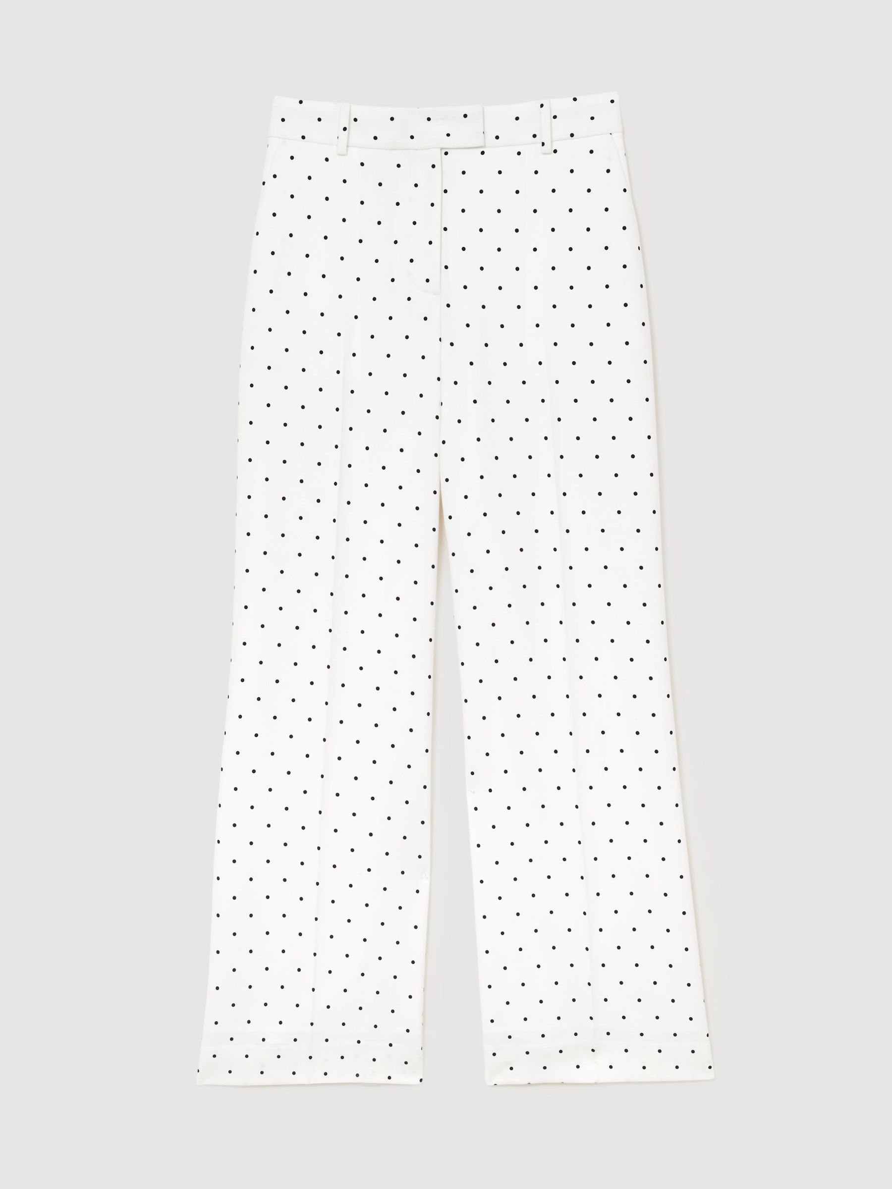 Petite Polka-Dot Wide-Leg Suit Trousers in White/Navy - Image 2 of 8