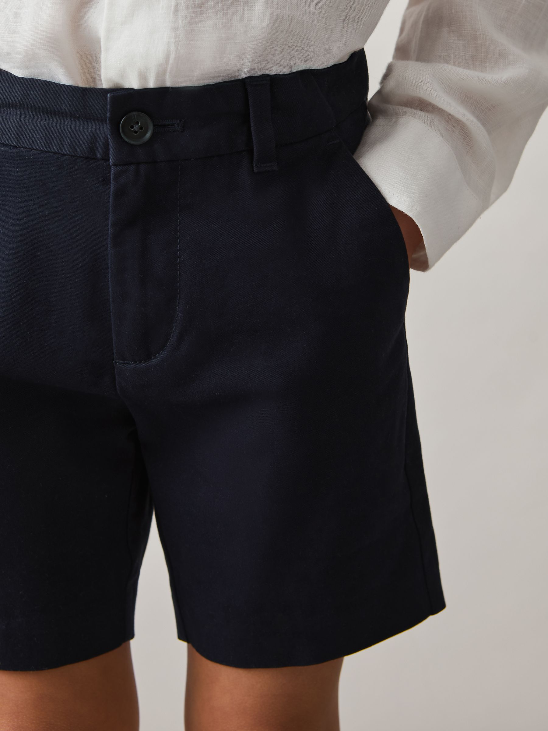 9-13 yrs Cotton Chino Shorts with Stretch in Navy - Image 1 of 4