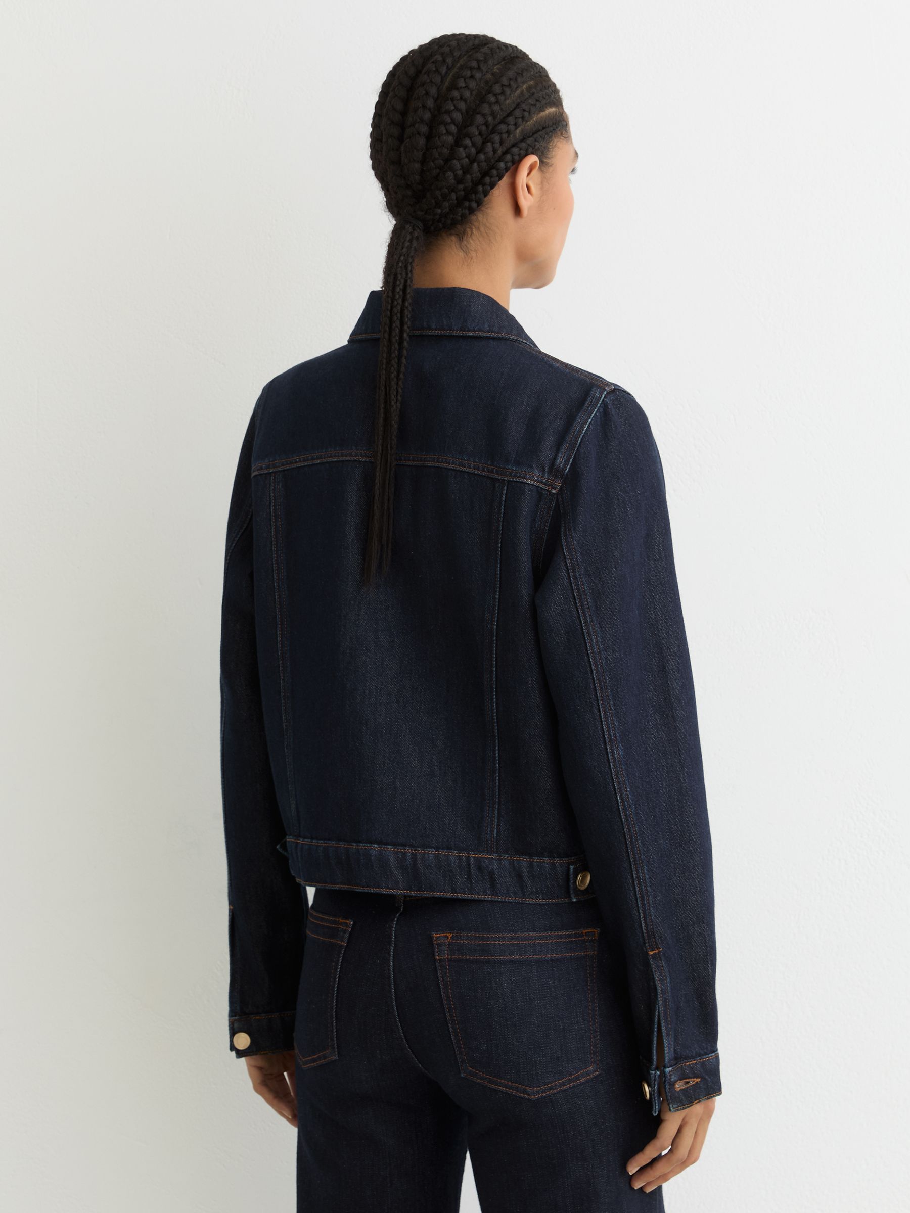 Denim Trucker Jacket in Dark Blue - Image 5 of 7