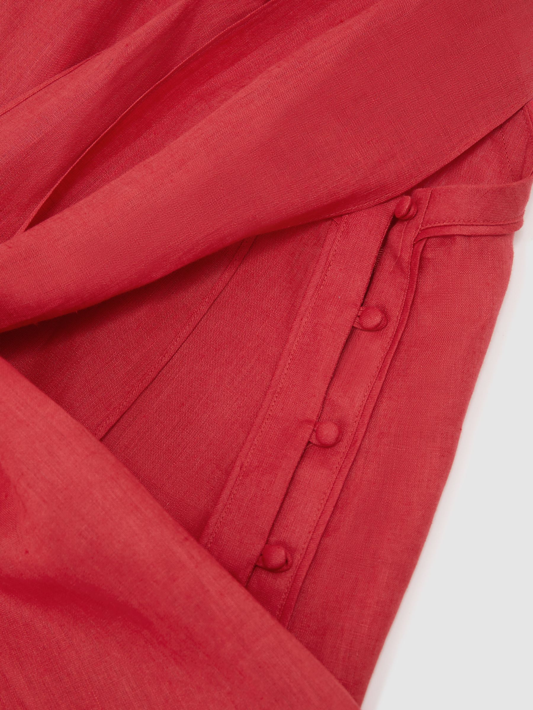 Linen Sleeveless Scarf-Neck Top in Coral Red - image 2