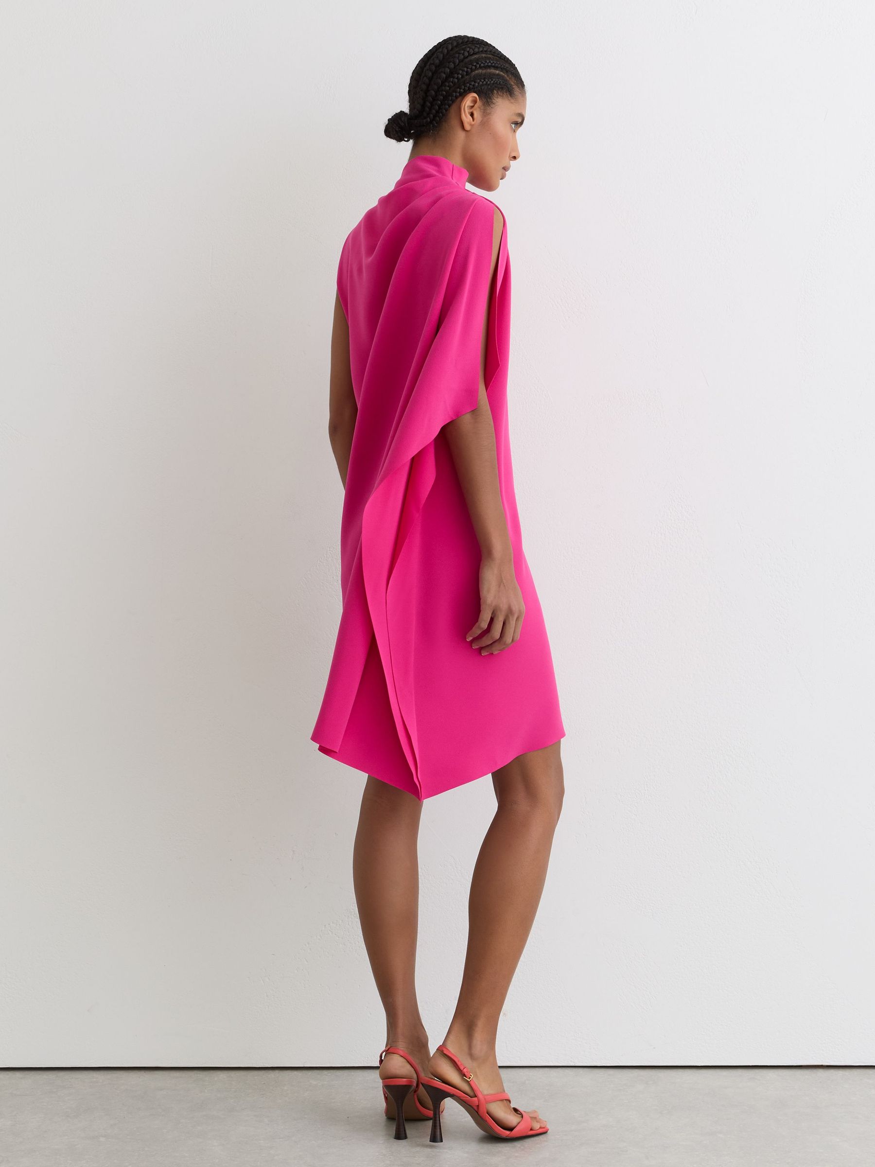 One-Shoulder Draped Mini Dress in Pink - image 4