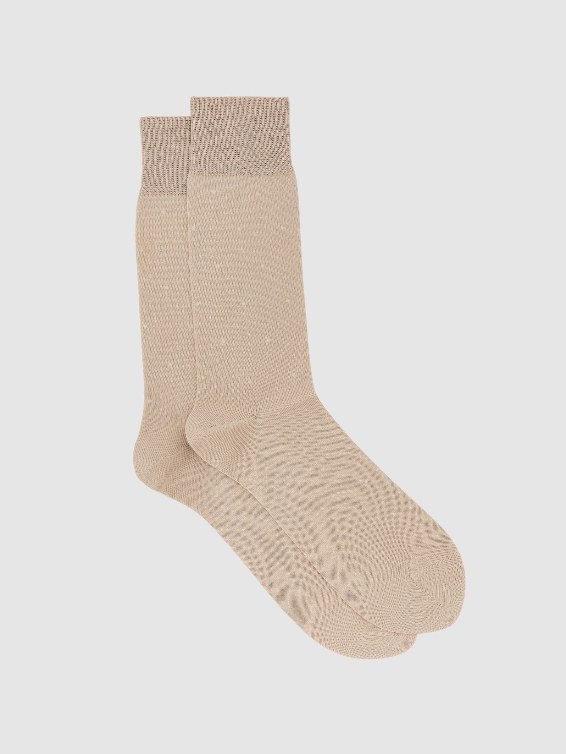 Cotton-Blend Polka-Dot Socks in Oatmeal/Ecru - Image 1 of 3