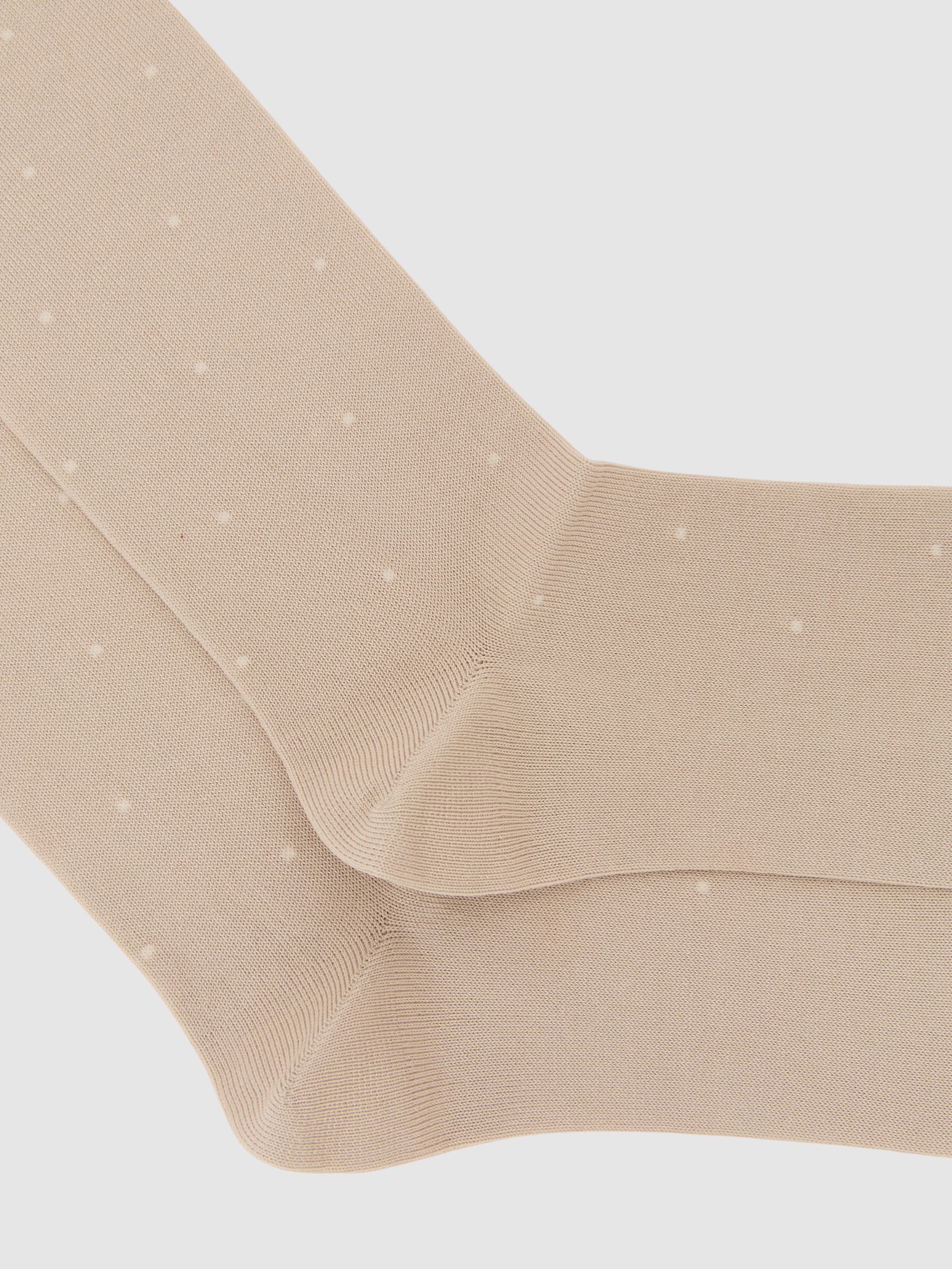 Cotton-Blend Polka-Dot Socks in Oatmeal/Ecru - Image 2 of 3