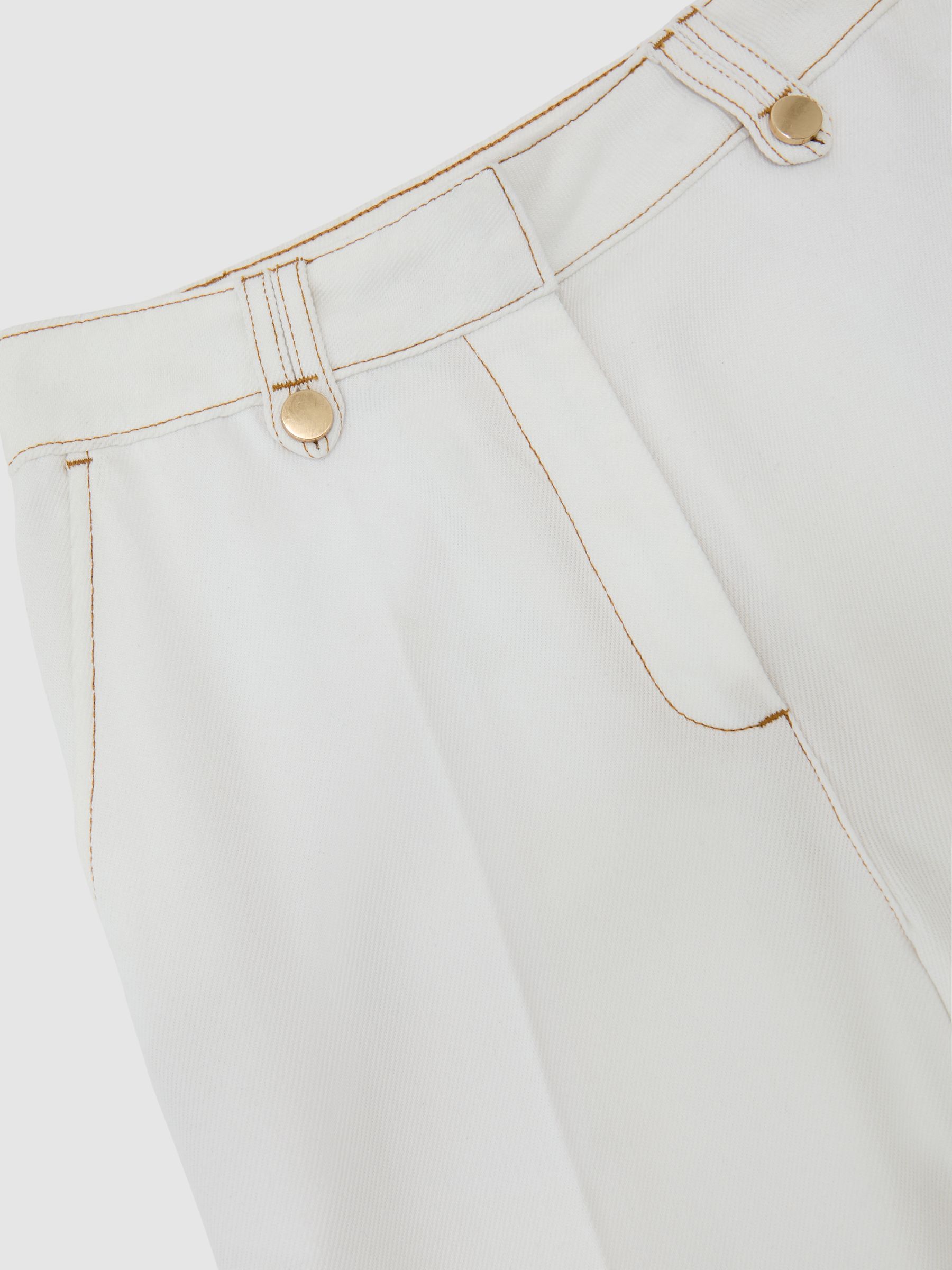 Petite Lyocell Topstitched Wide-Leg Trousers in White - image 4