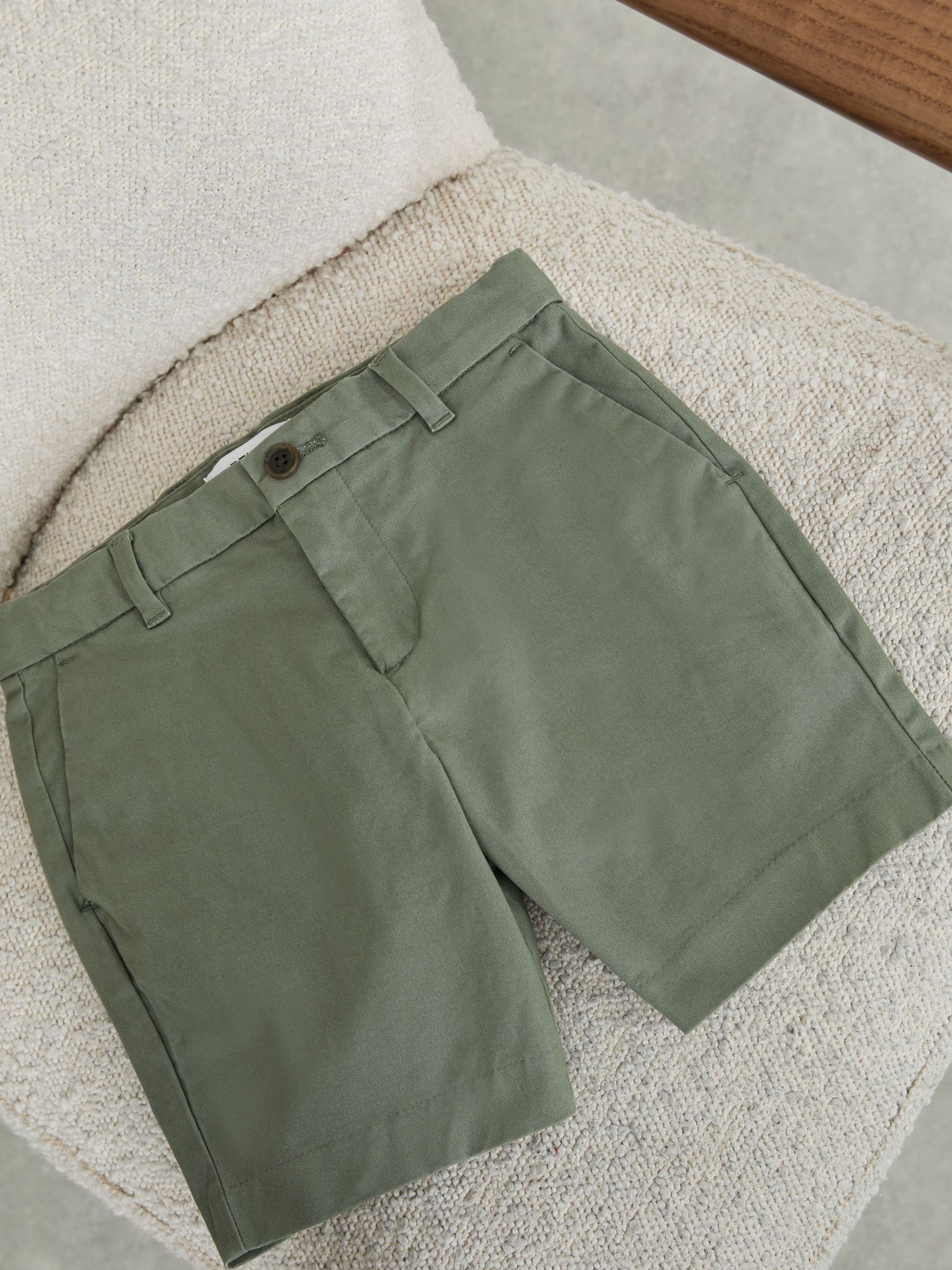 Cotton Chino Shorts with Stretch in Sage - Image 1 of 3