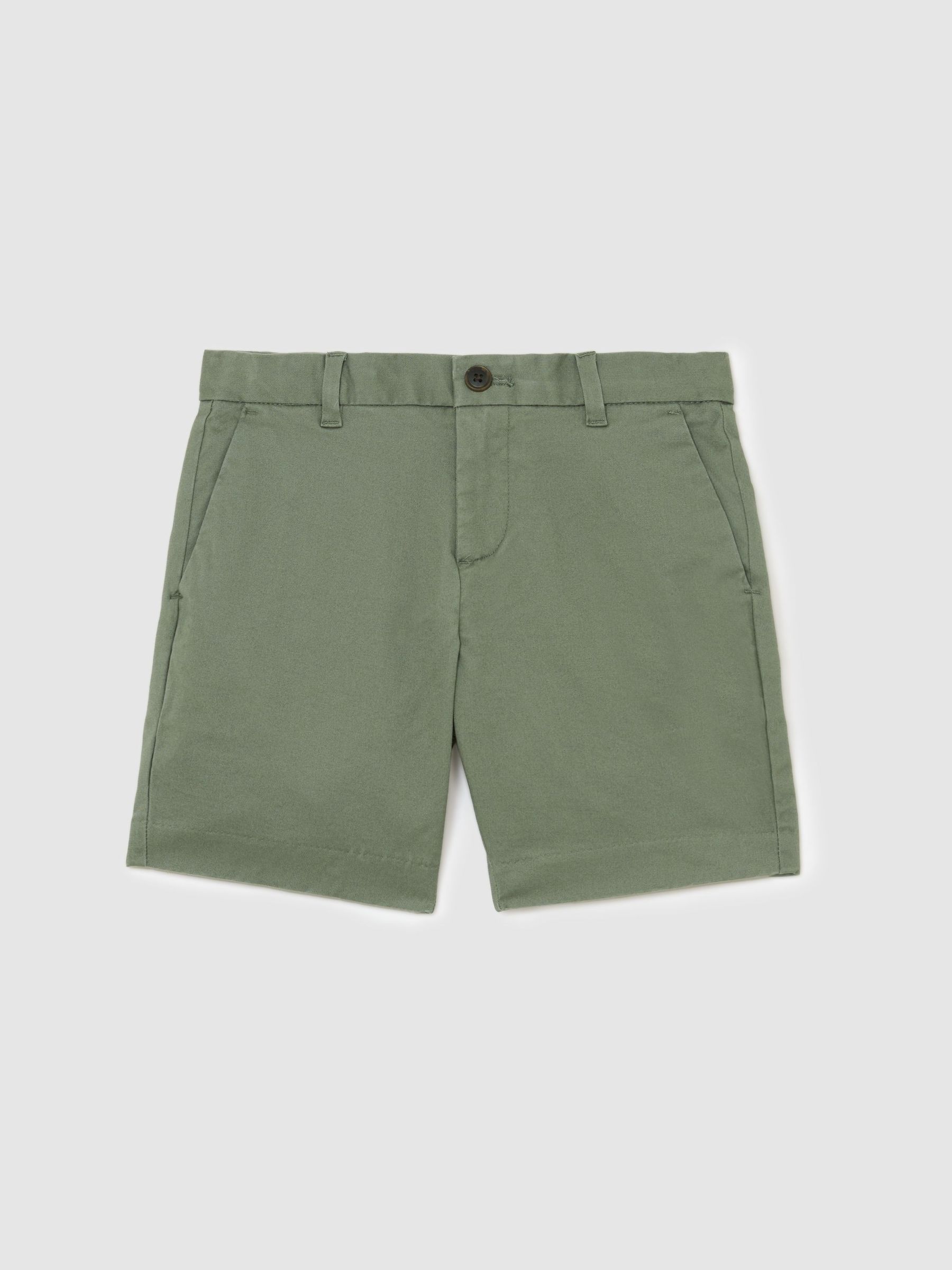 Cotton Chino Shorts with Stretch in Sage - Image 2 of 3