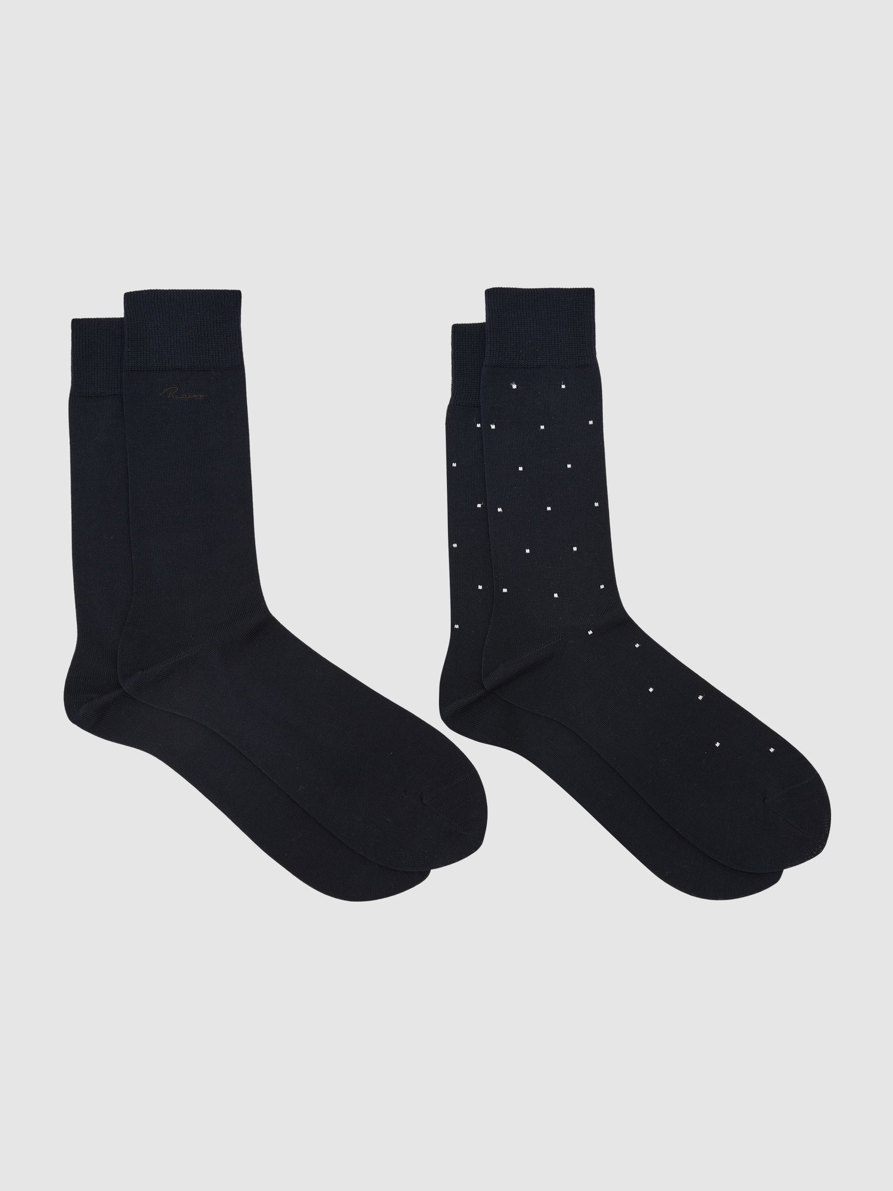 2 Pack Cotton-Blend Logo and Spot Socks in Blue - Image 1 of 3