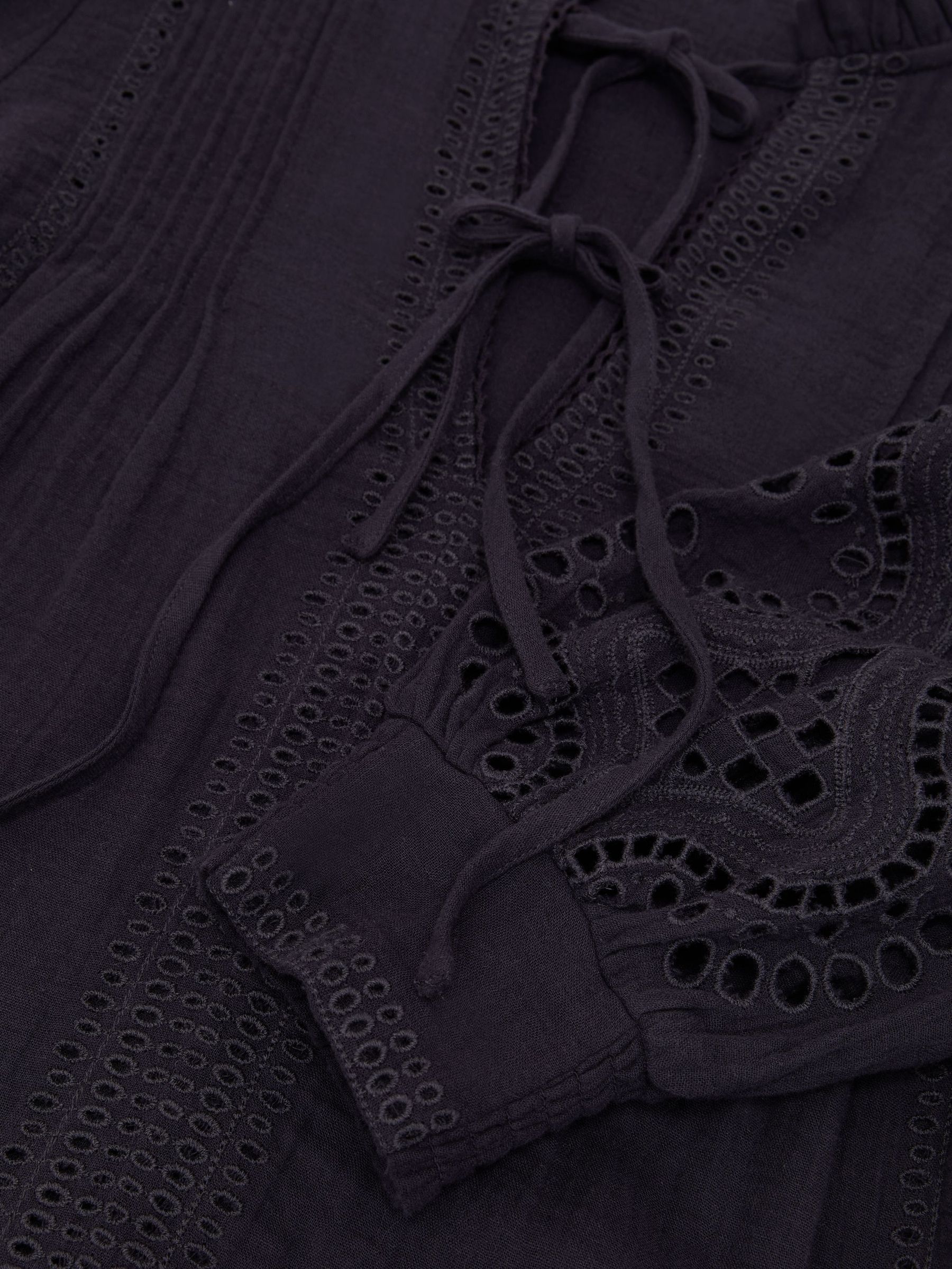 Cotton Cheesecloth Broderie Mini Dress in Navy - image 3