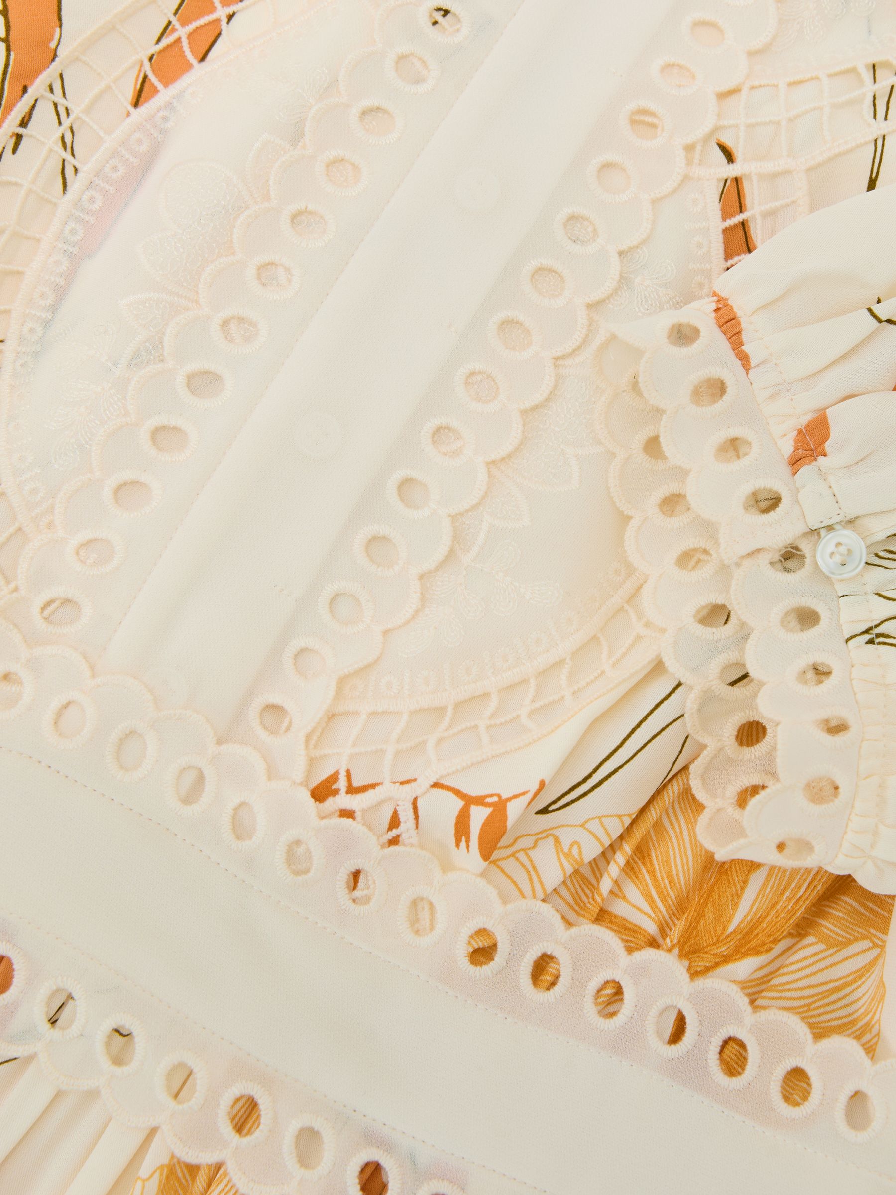 Floral-Print Lace-Trim Mini Dress in Ivory/Pink - image 3