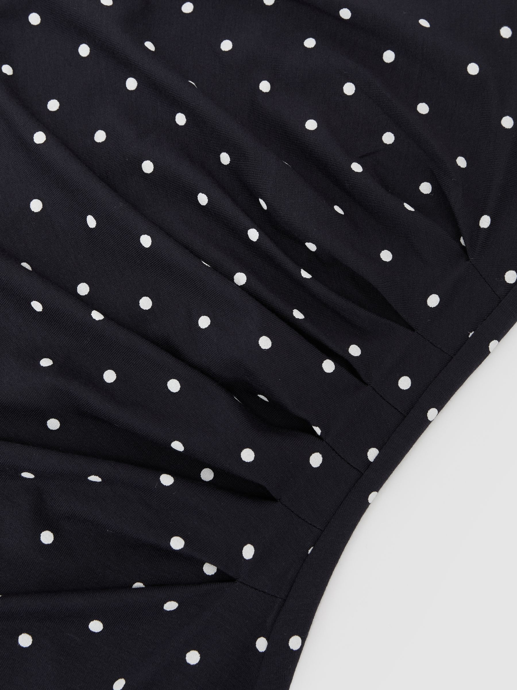 Jersey Polka-Dot Racer Midi Dress in Navy/Ivory - Image 7 of 7