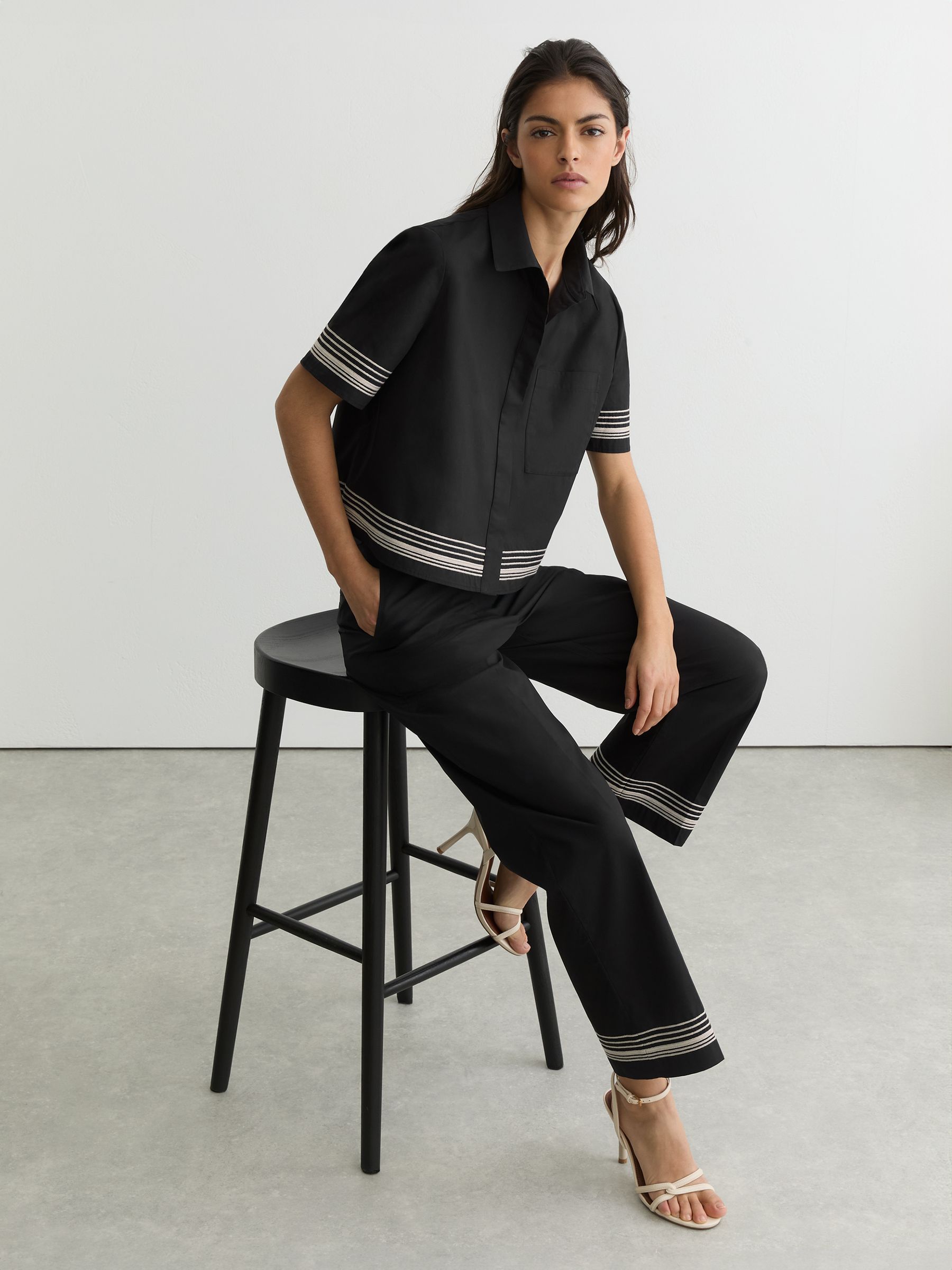 Petite Trousers in Black/Ivory - Image 4 of 9