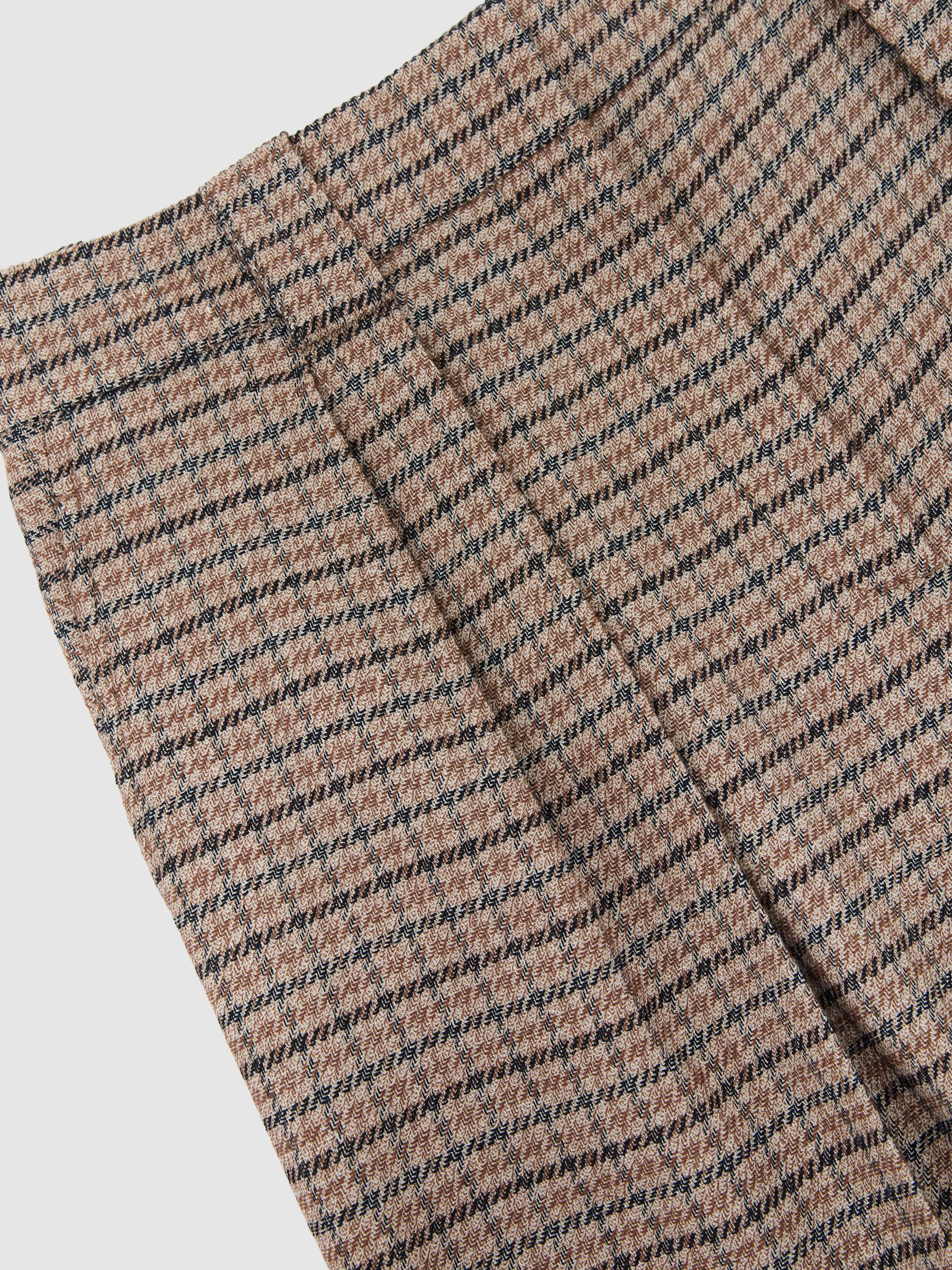 Petite Wide-Leg Check Pleated Trousers in Neutral Check - image 4