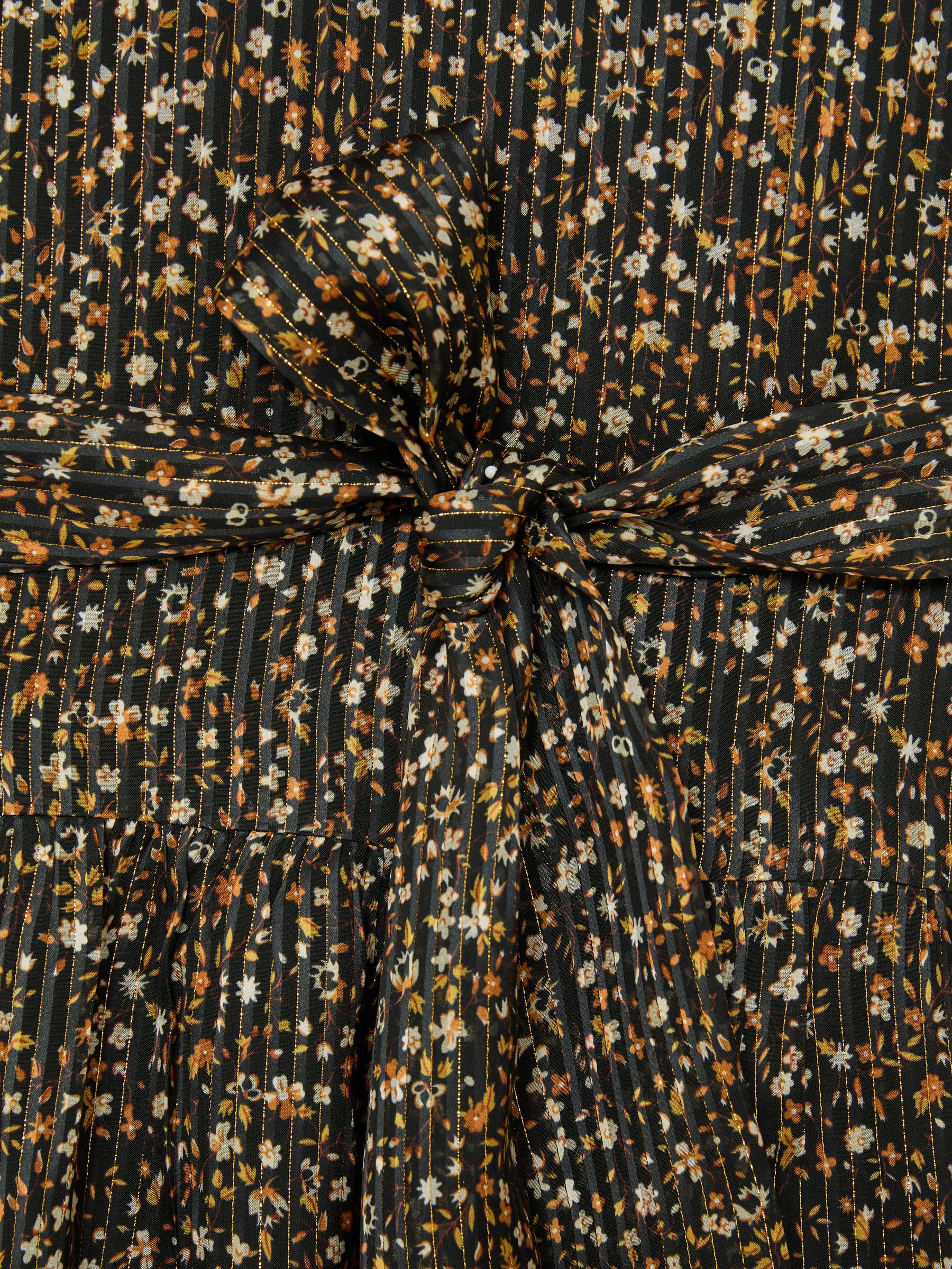 Floral Metallic Flippy Mini Dress in Black - image 3
