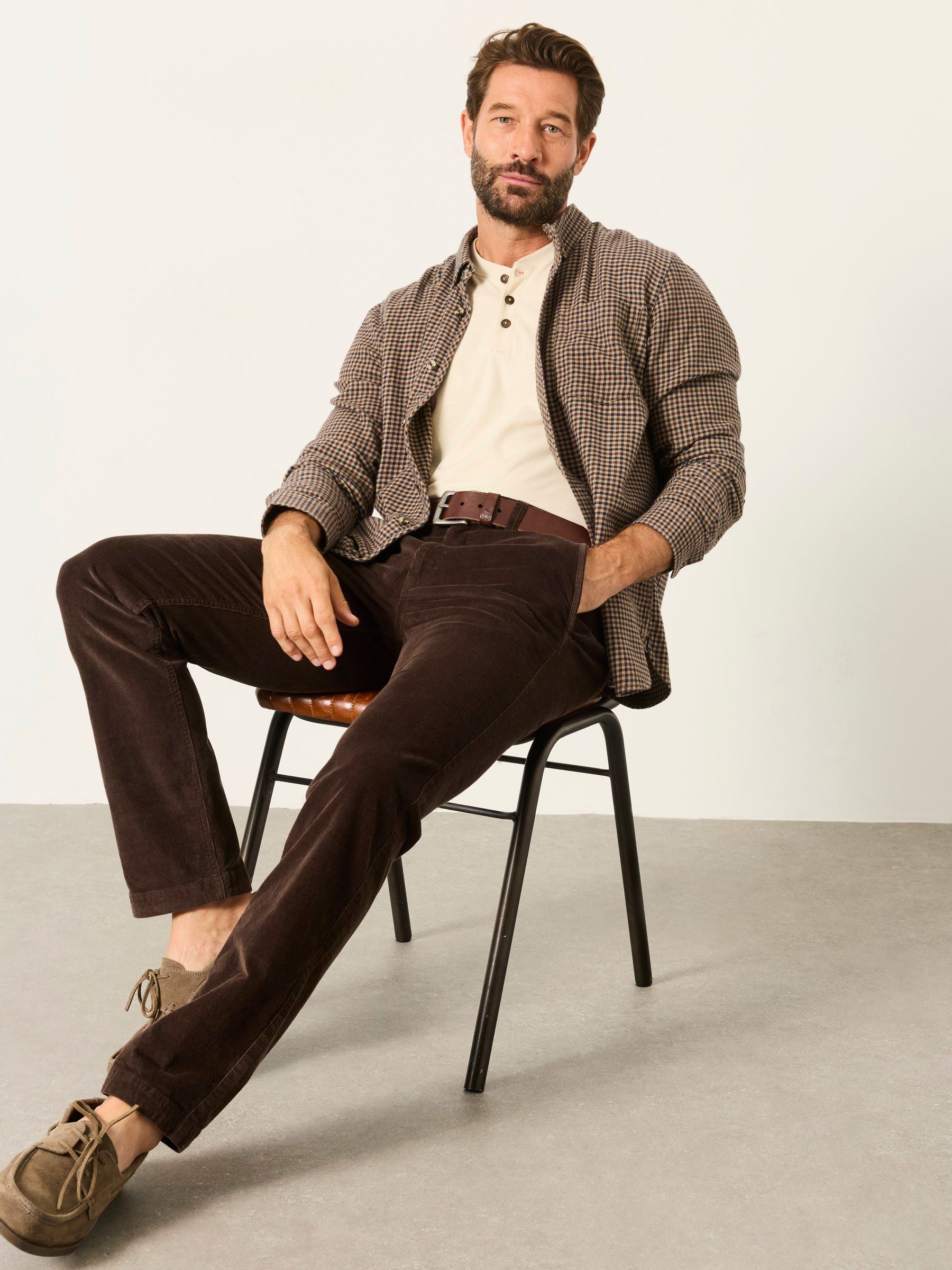 Chocolate Brown Cord Straight Fit Trousers - Image 3 of 6