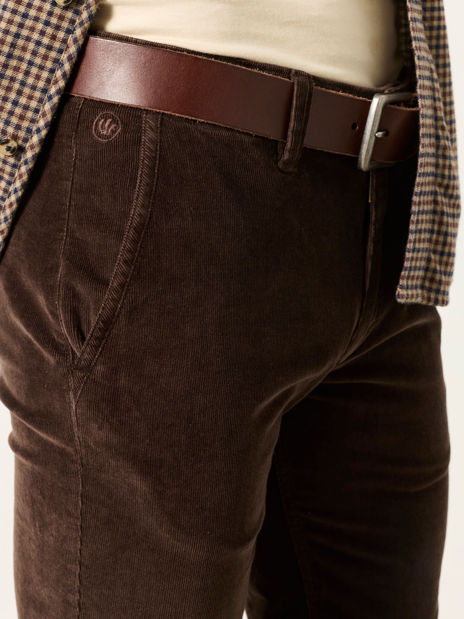 Chocolate Brown Cord Straight Fit Trousers - Image 5 of 6