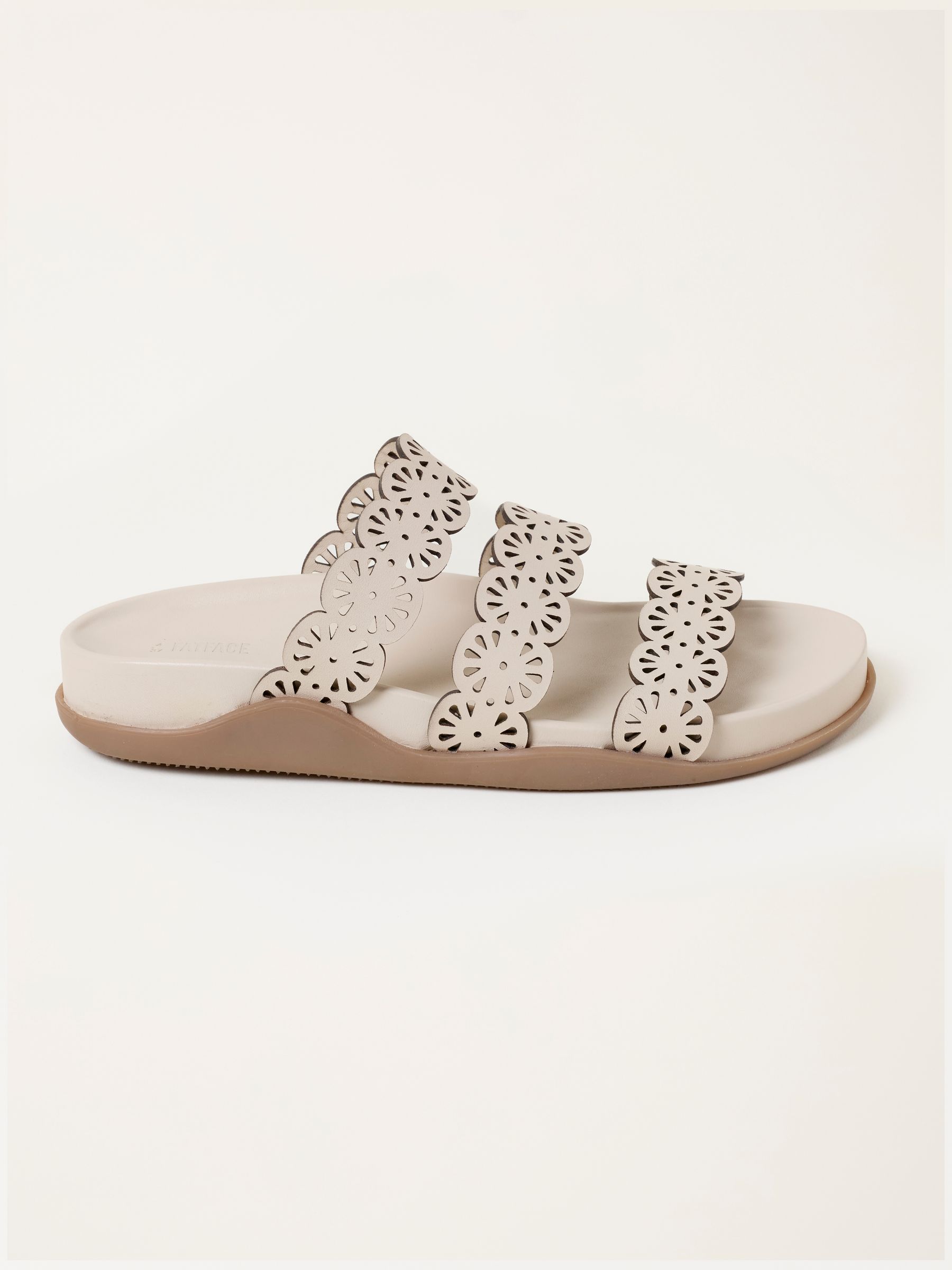 Ivory Leather Laser Cut Comfort Sandal - Image 3 of 5