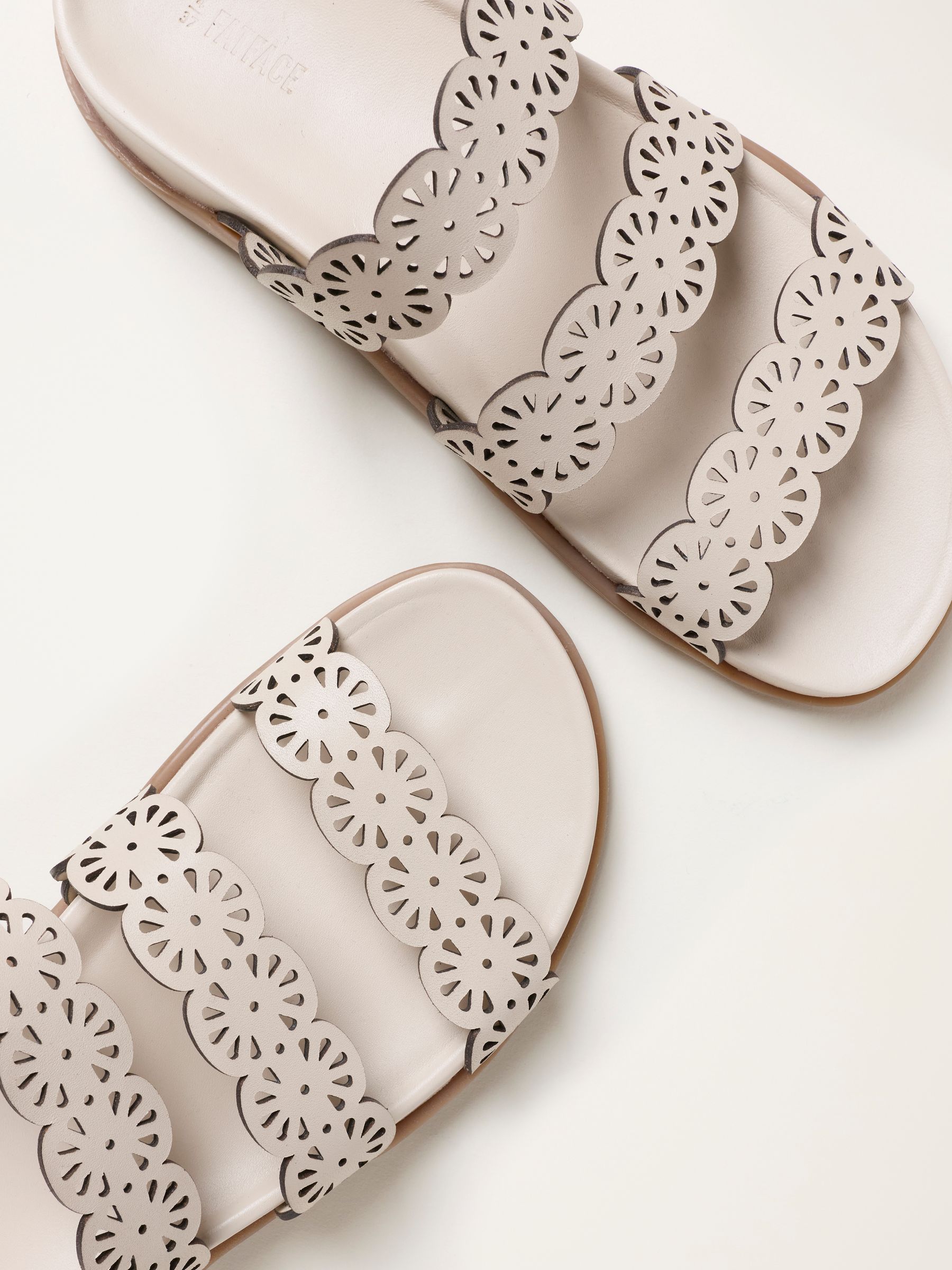 Ivory Leather Laser Cut Comfort Sandal - Image 4 of 5