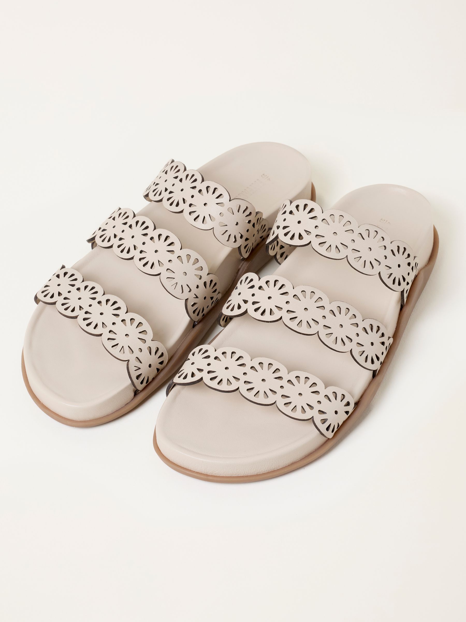 Ivory Leather Laser Cut Comfort Sandal - Image 5 of 5
