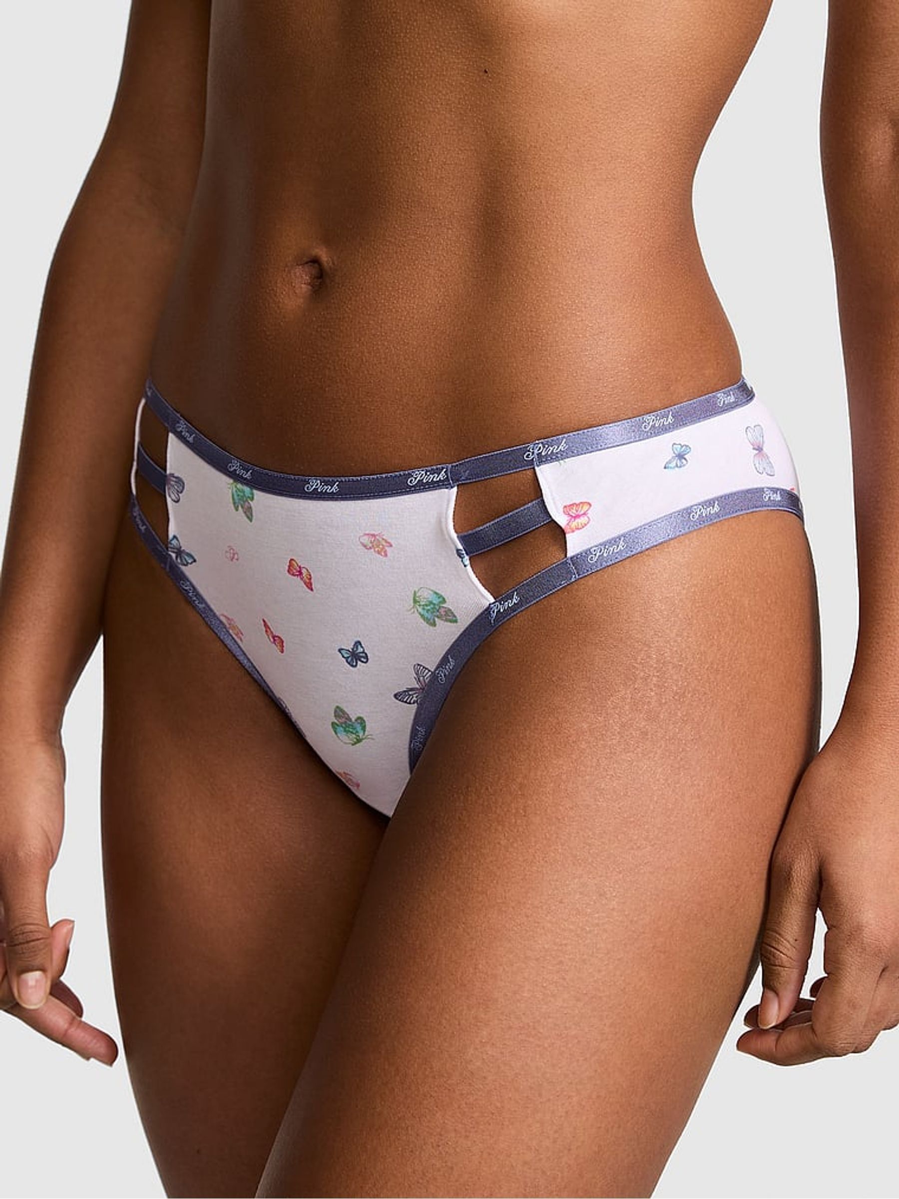 White Butterfly Print Cheeky Mini Logo Knickers - Image 1 of 2