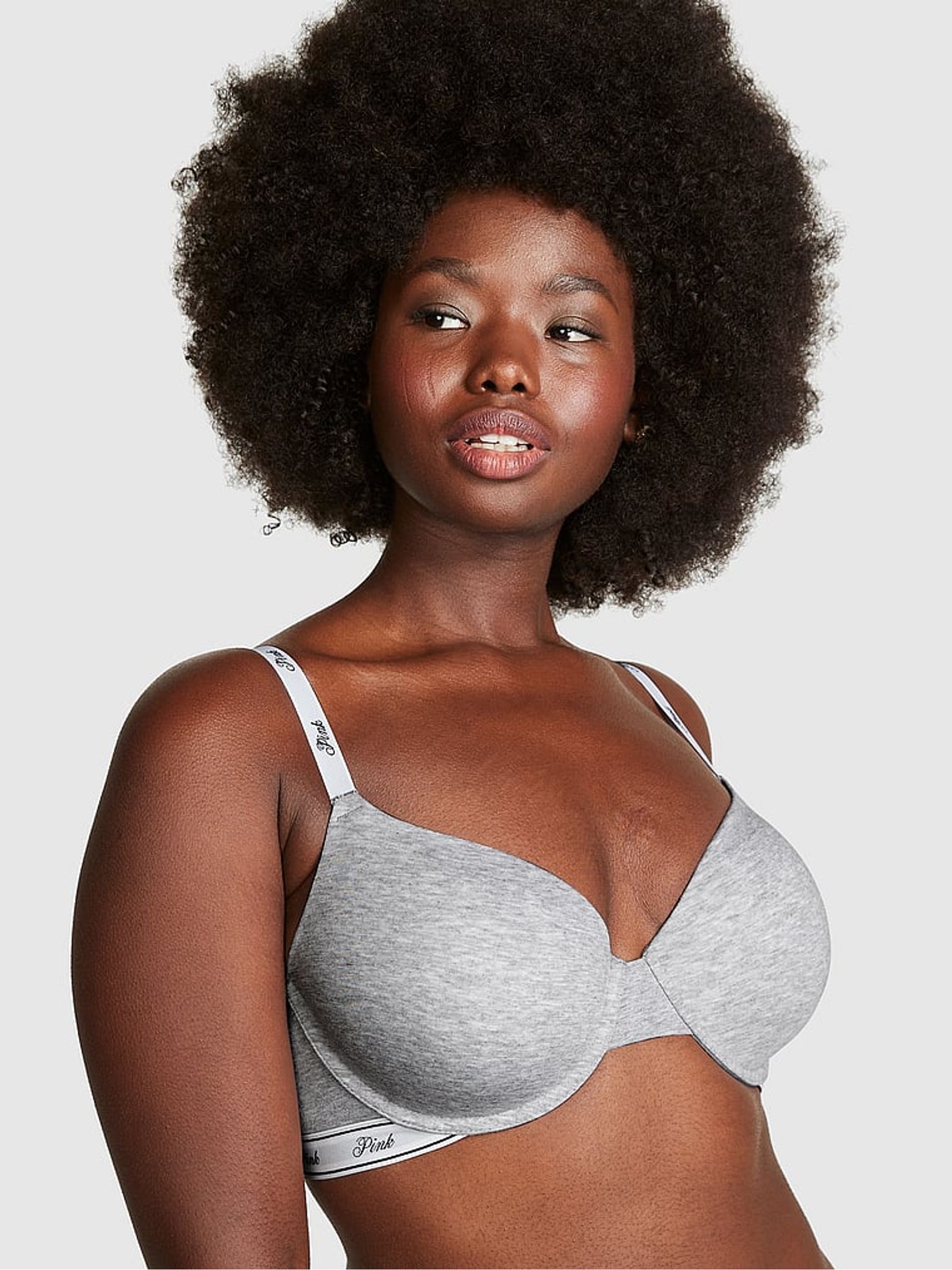 Medium Heather Grey Lightly Lined Logo Bra - Image 1 of 2
