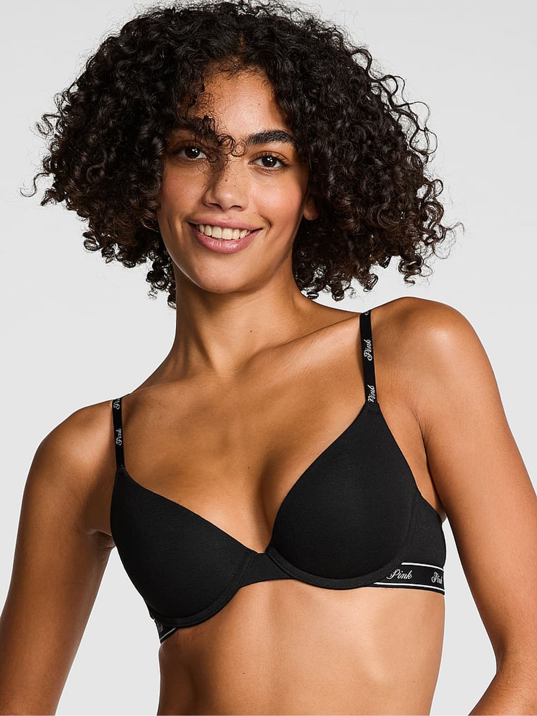 Black Push Up Logo Bra - Image 1 of 2