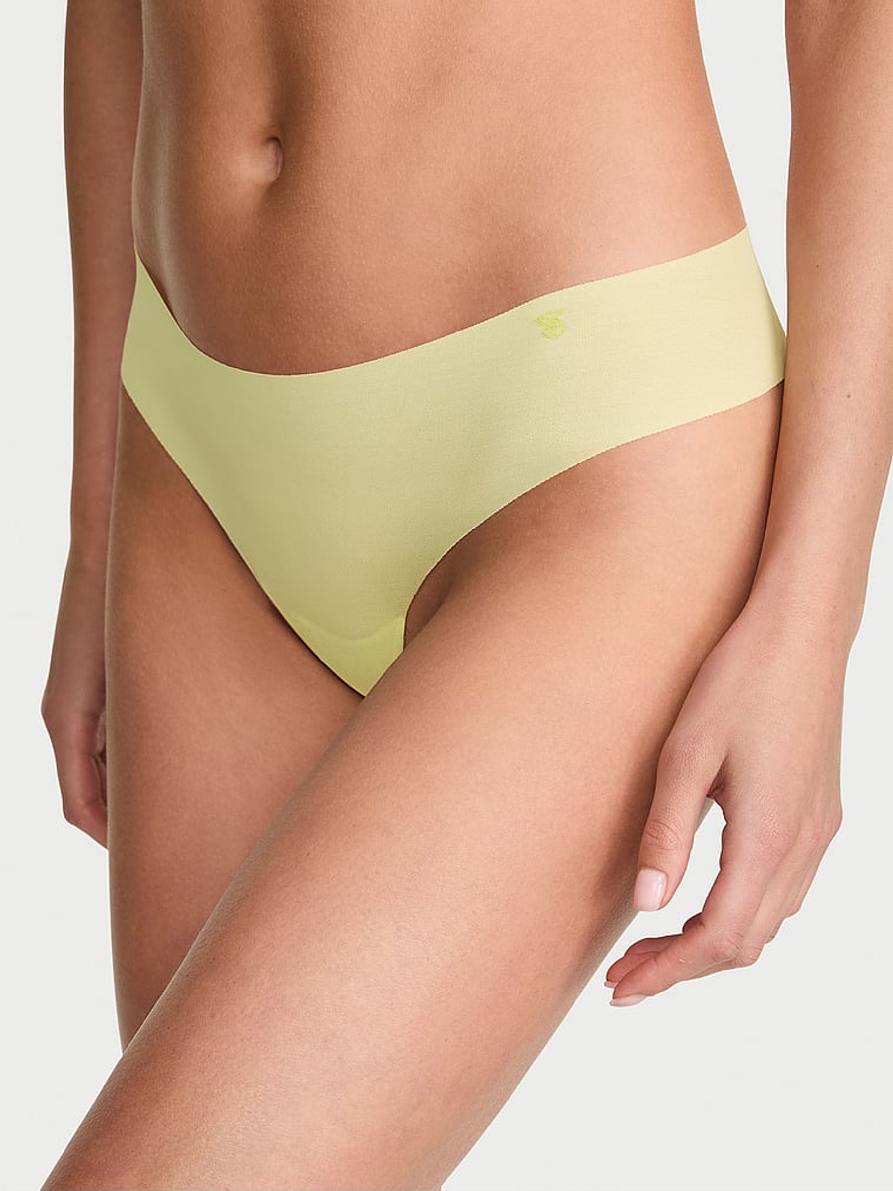 Lime Yellow Thong Mesh Knickers - Image 1 of 3