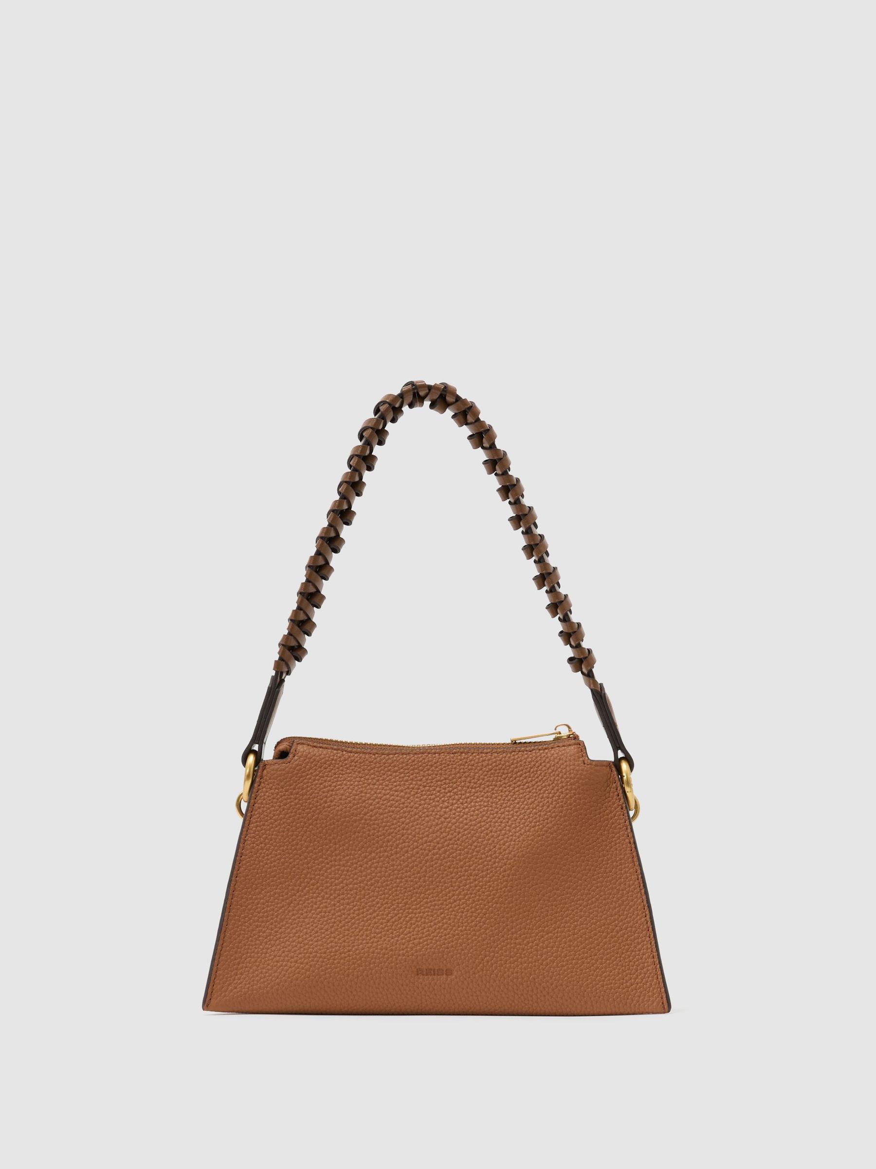 Embossed Suede and Leather Top-Handle Bag in Tan - Image 7 of 7