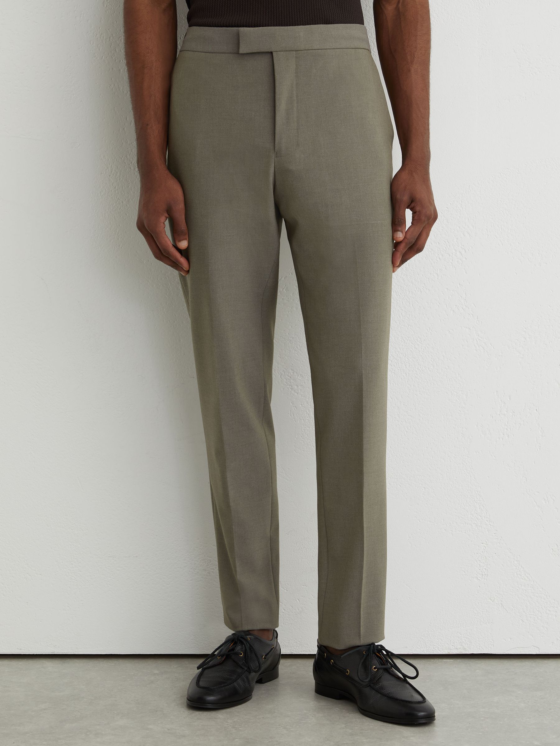 Stretch Slim-Fit Drawstring Trousers in Dark Sage Green - Image 3 of 7