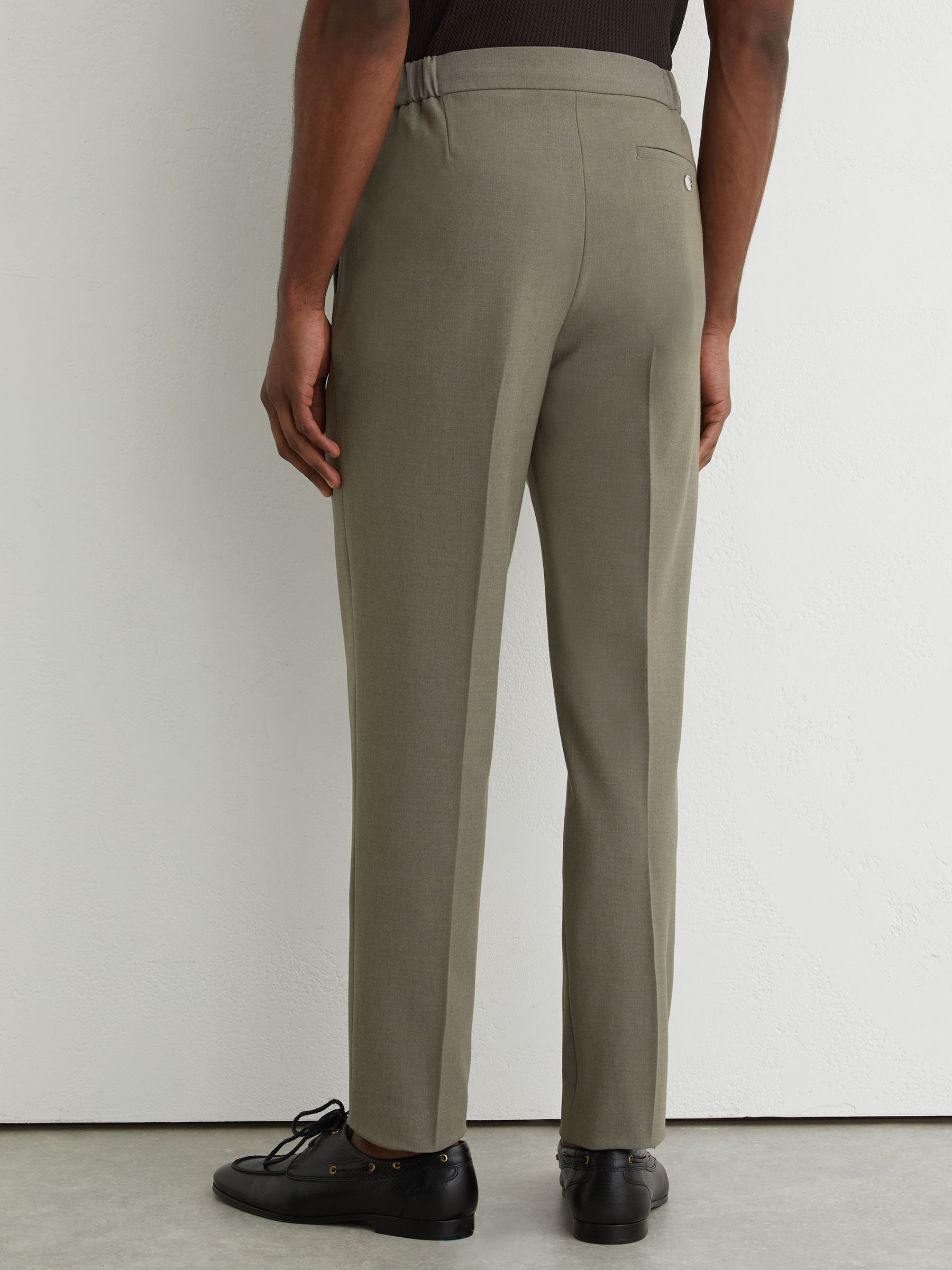Stretch Slim-Fit Drawstring Trousers in Dark Sage Green - Image 4 of 7