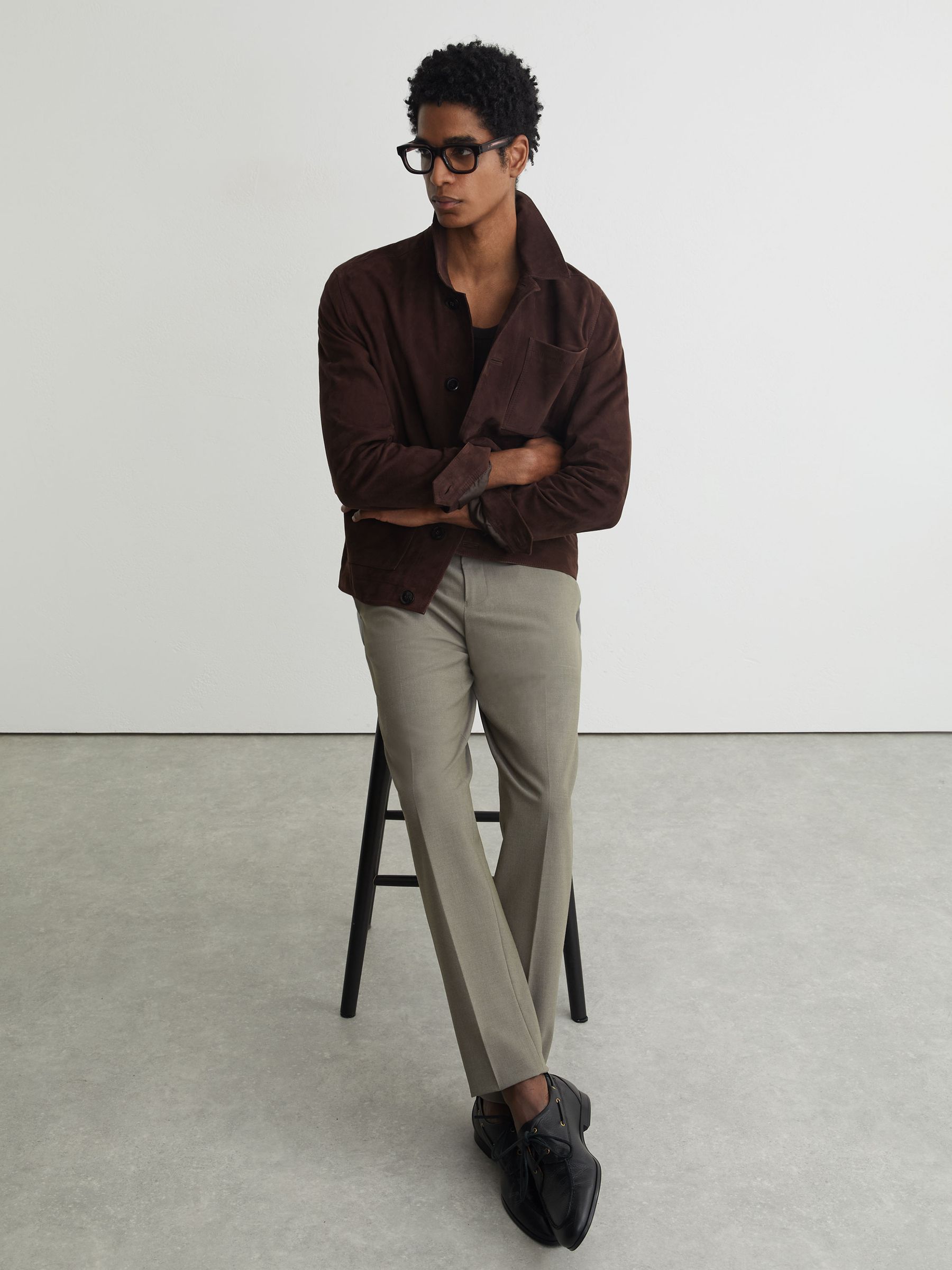 Stretch Slim-Fit Drawstring Trousers in Dark Sage Green - Image 6 of 7