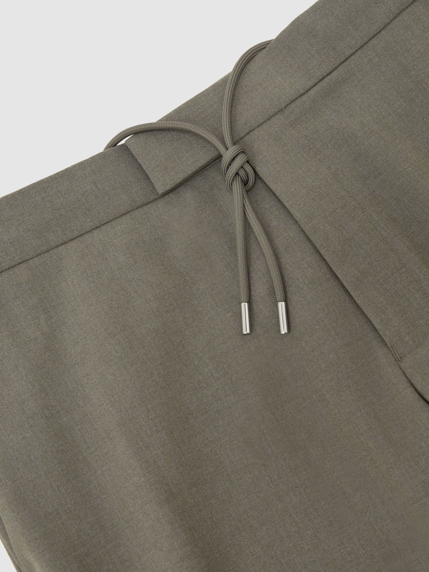 Stretch Slim-Fit Drawstring Trousers in Dark Sage Green - Image 7 of 7